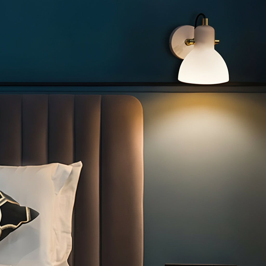 Freyza - LED Wall Sconce Light – Modern Nordic Rotatable White Glass (18x12cm / 7.1x4.6in)