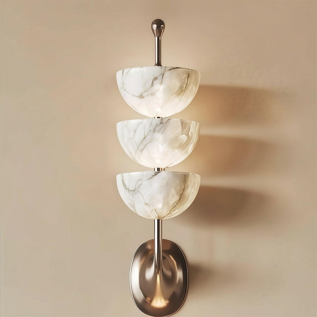 Freyza - LED Wall Sconce – Modern Minimalist Marble Copper Brass (40x12cm / 15.7x4.7in)
