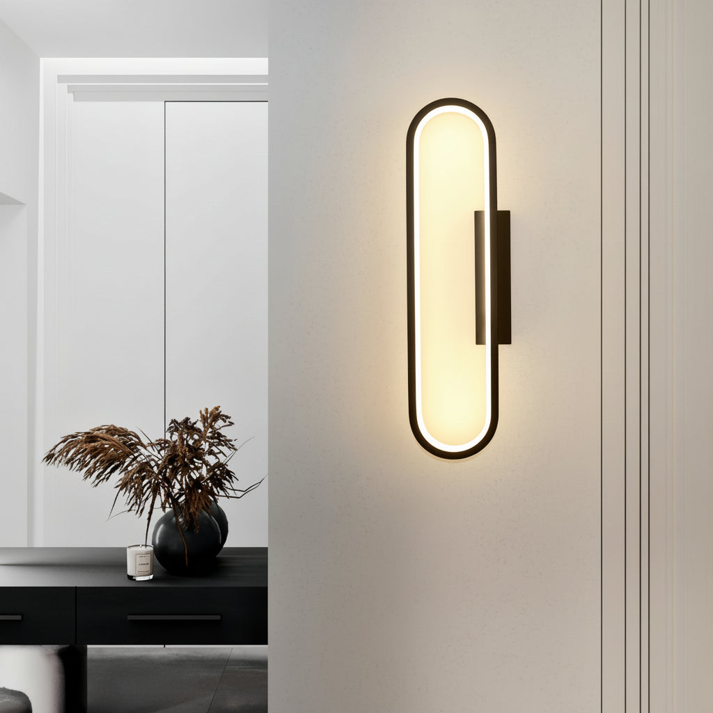 Freyza - LED Wall Sconce Light – Oval Minimalist Aluminum Silicone (40cm / 15.7in)