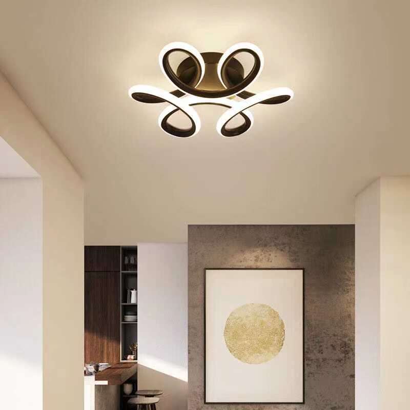 Plafonnier moderne à fleur noir et blanc Freyza | Fael, à montage affleurant – chambre, couloir, cuisine modernes