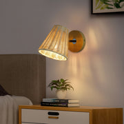 Freyza - Rattan Wall Sconce – 360° Adjustable Hand-Woven Japanese Natural (E27 E26 & 15x15cm)