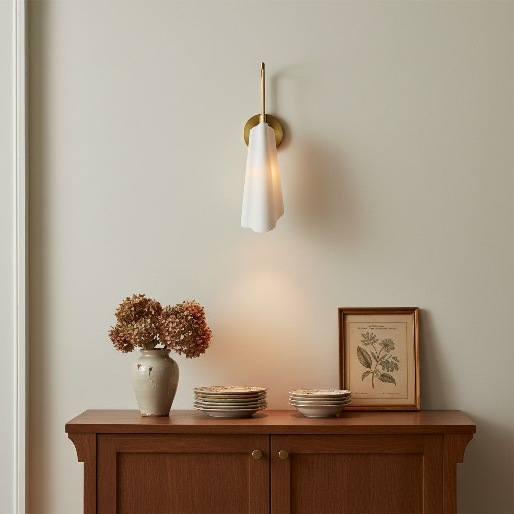 Freyza | Brass Ceramic Wall Sconce – Modern Living Room Hallway