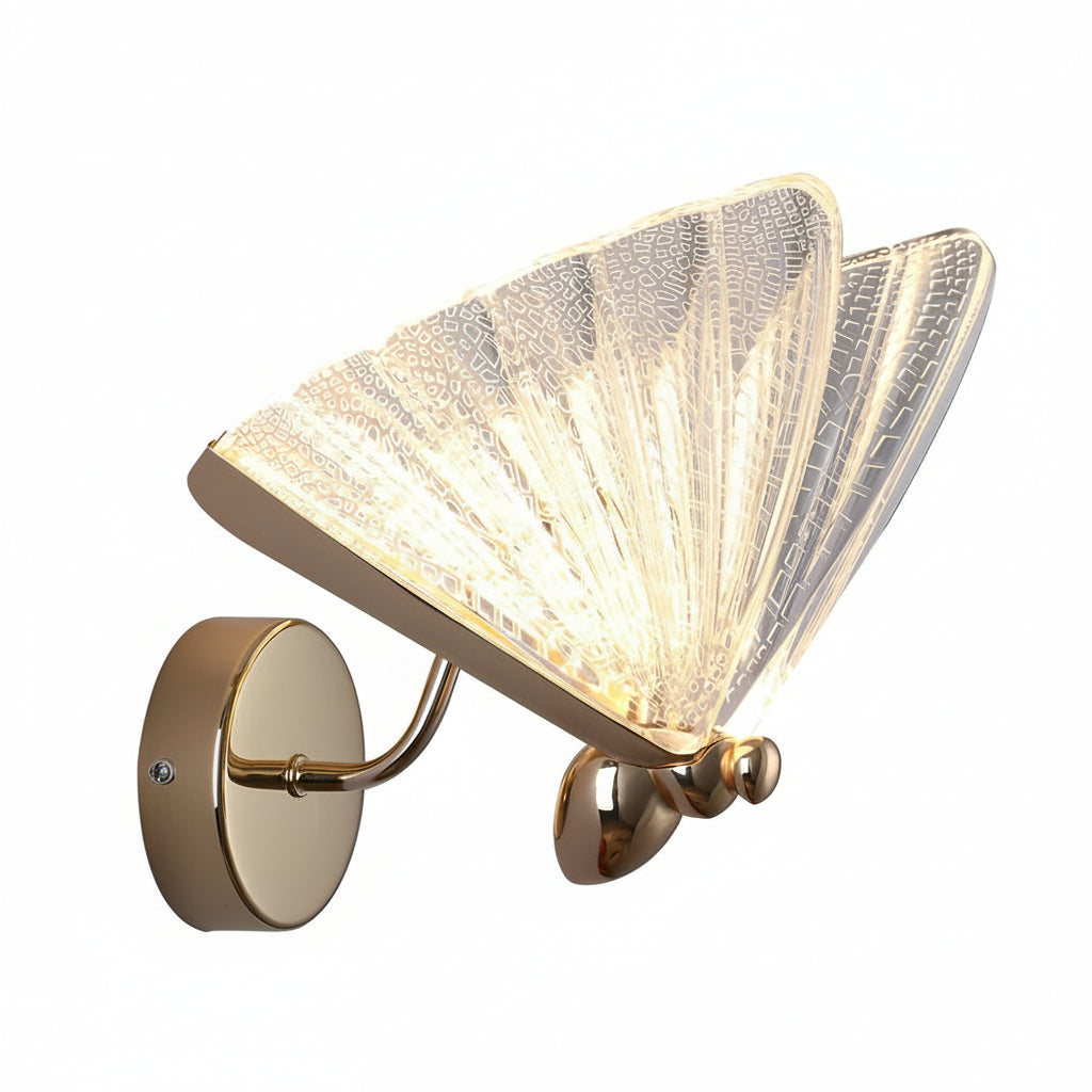 Freyza - LED Wall Sconce Light – Modern Butterfly Acrylic Gold (25x19cm / 9.8x7.5in)