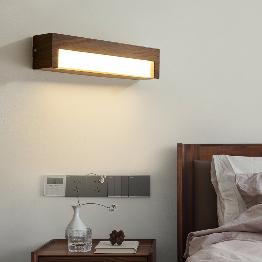 Freyza - LED Wall Sconce Light – Modern Minimalist Geometric Wood Grain Iron (30x10cm / 11.8x3.9in)