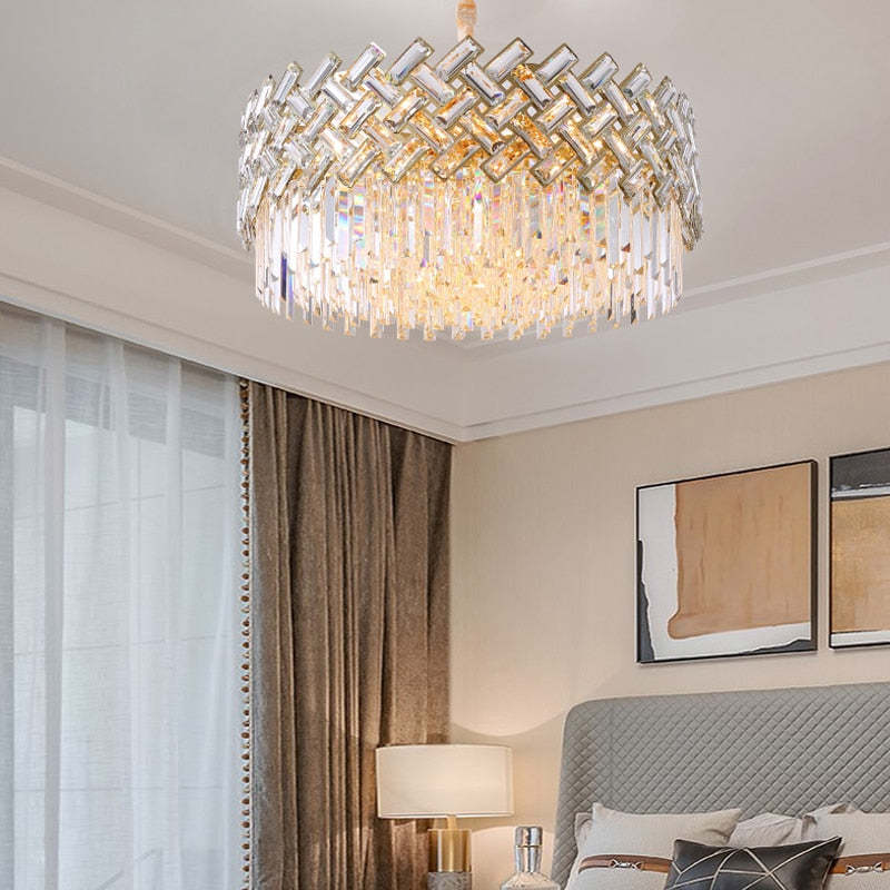 Freyza | Lustre doré en cristal – Salle à manger, salon