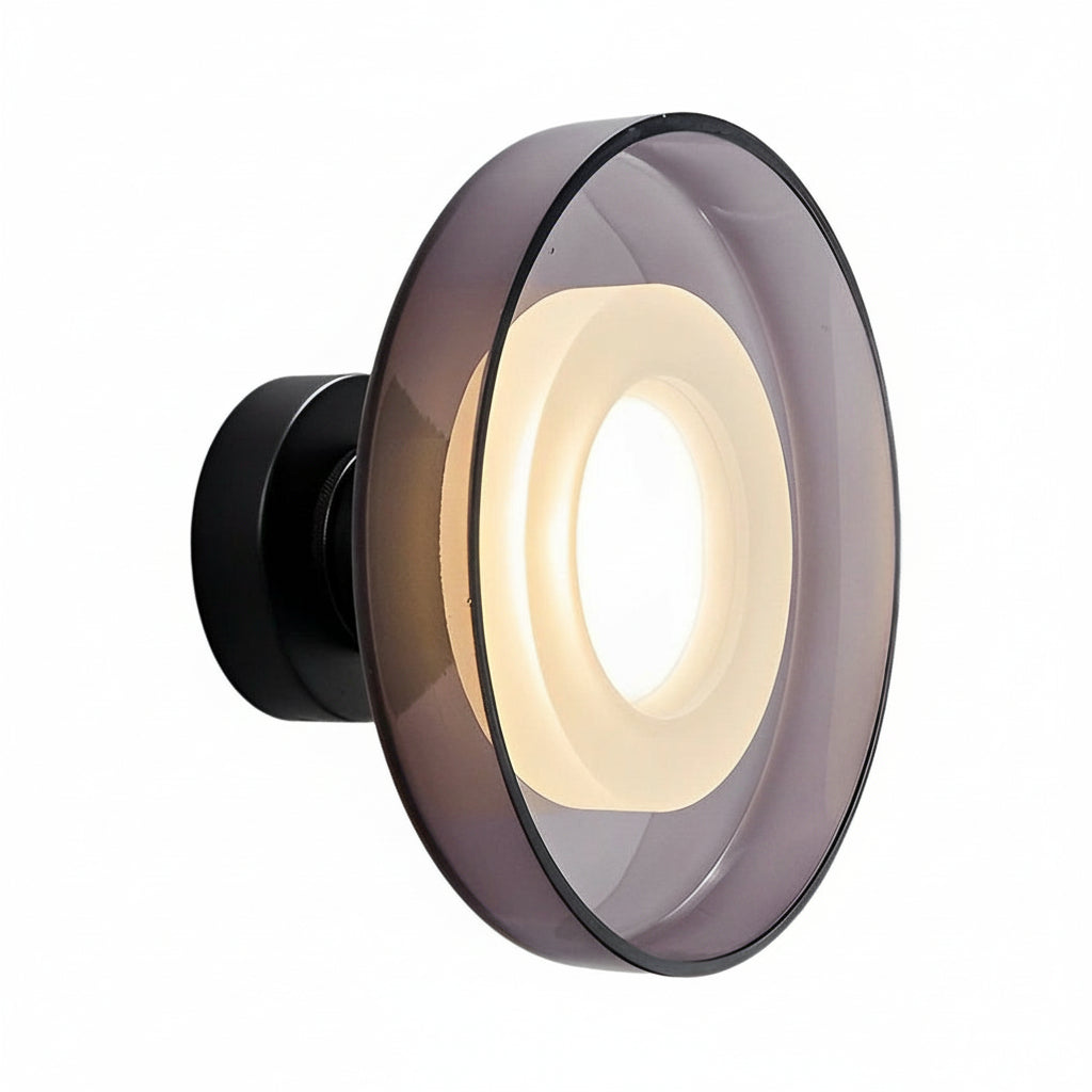 Freyza - LED Wall Sconce – Round Glass Smoke Gray Transparent (Integrated LED & 23cm)