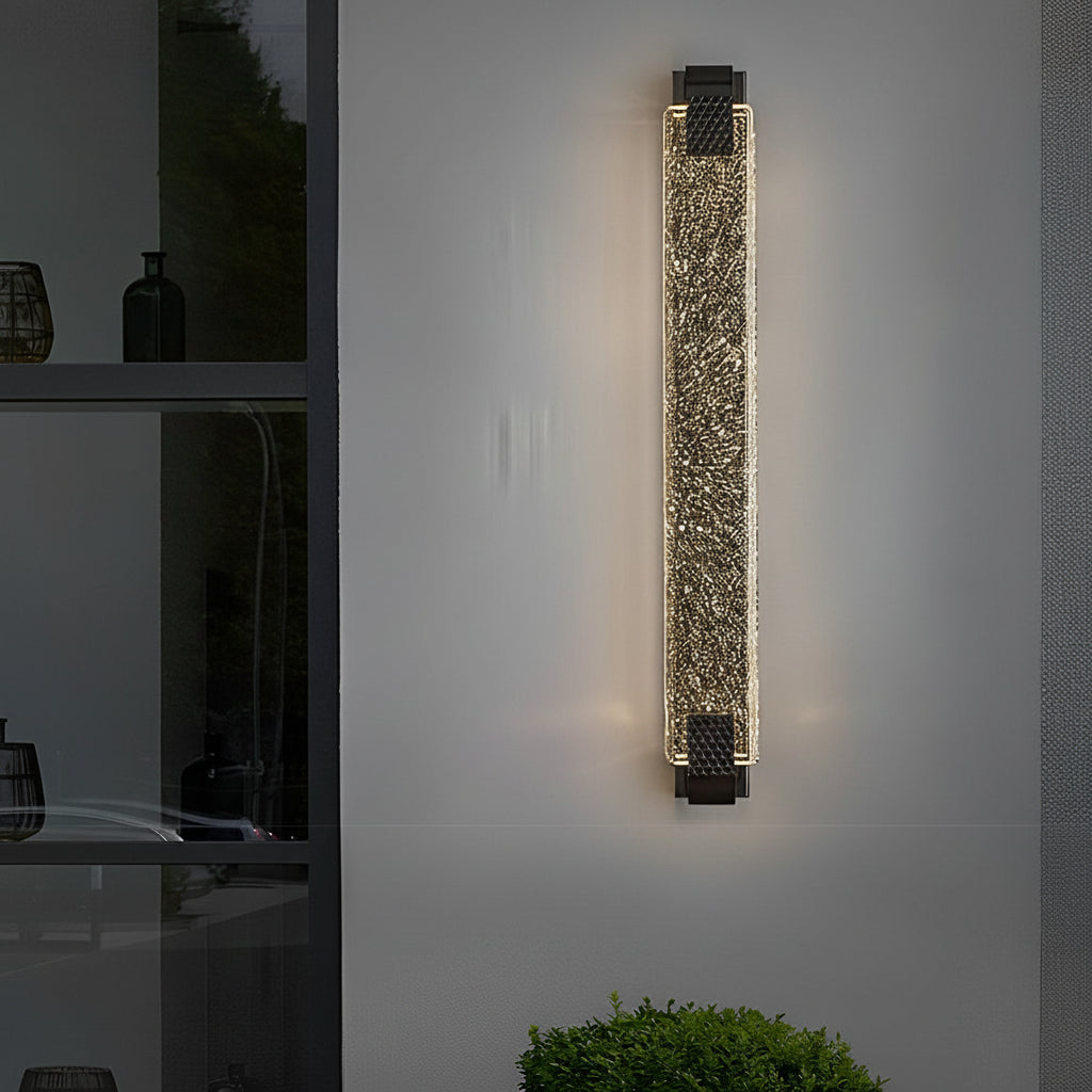Freyza - Modern Crystal Bubble LED Wall Sconce – Luxury 3-Color Dimmable Strip Lamp (Black/Gold)