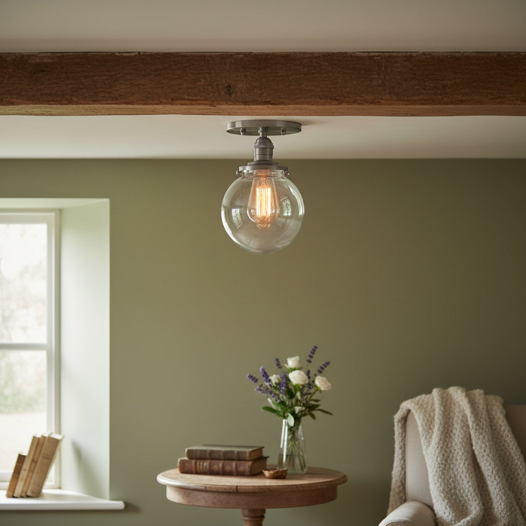 Freyza | Glass Globe Ceiling Light – Retro Bedroom Hallway
