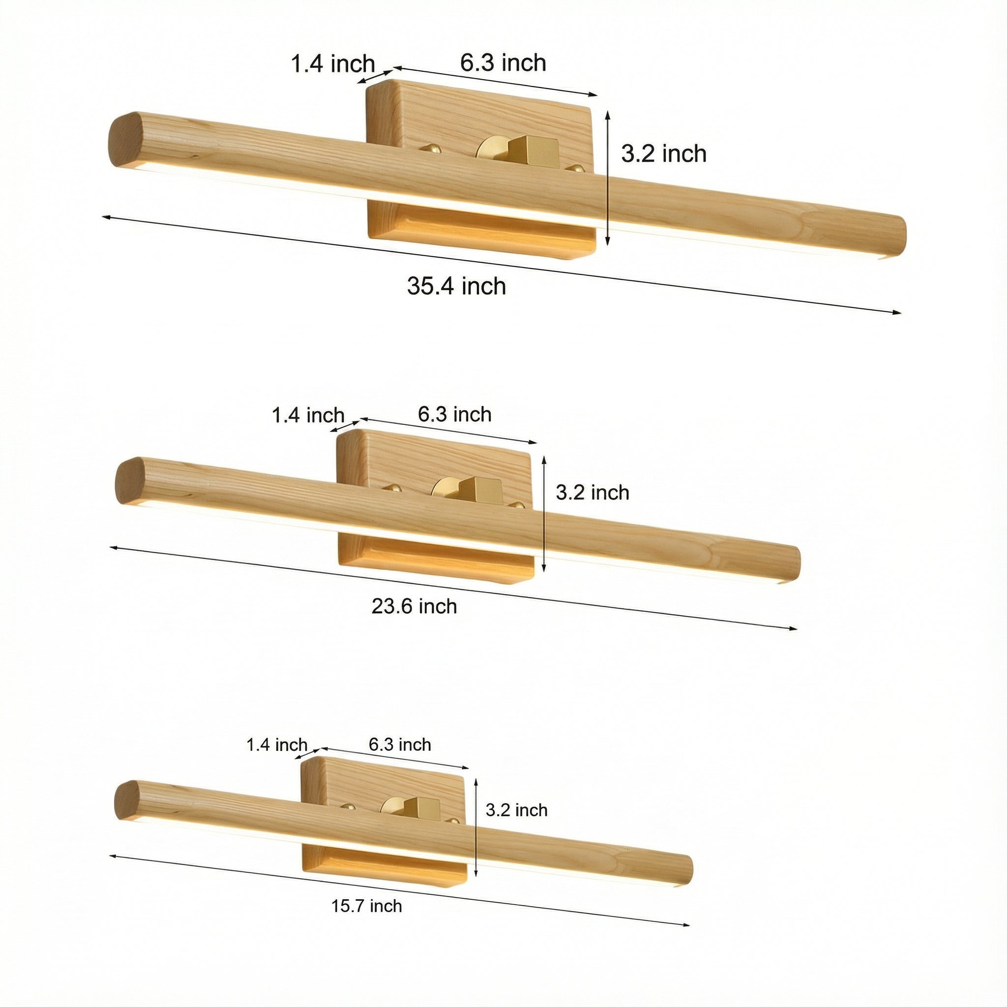 Freyza - Solid Wood Vanity Light Linear Rotatable LED Bathroom Sconce Japandi 40cm-90cm