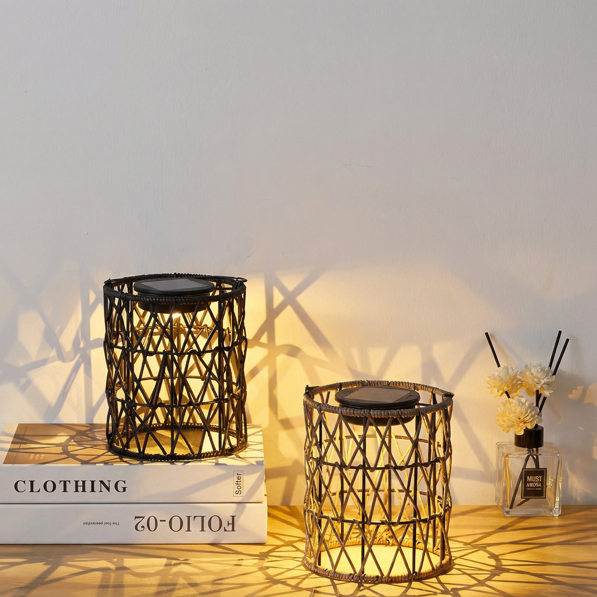Freyza - Solar Lantern Garden Light Outdoor Waterproof LED Rattan 18cm