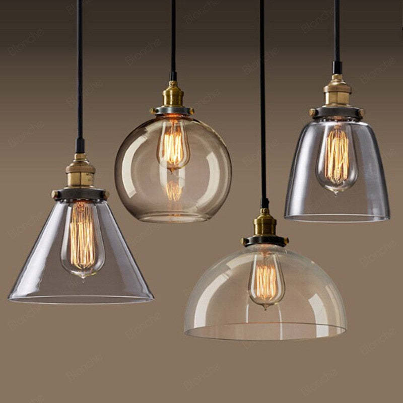 Freyza | June Industrial Glass Glass Pendant Light – Industrial Kitchen Dining Room