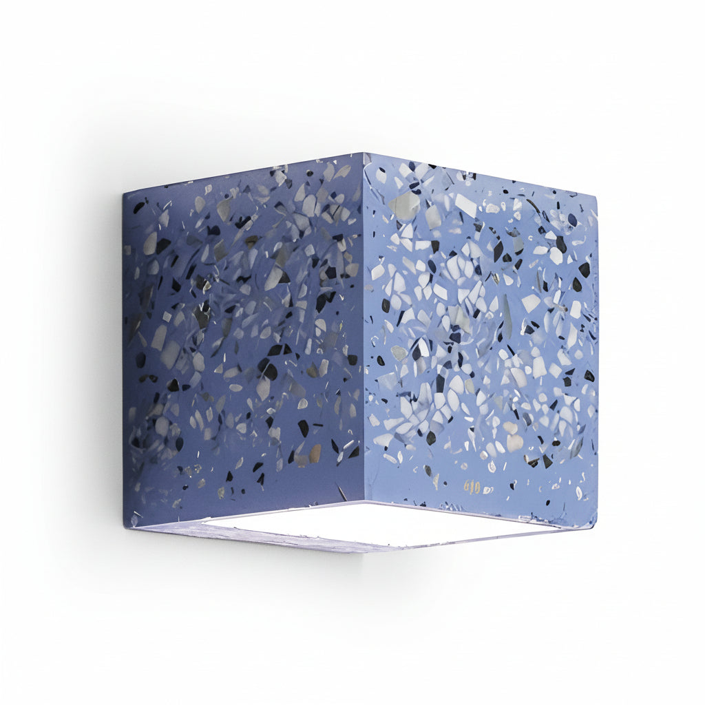 Freyza - Nordische Wandleuchte Würfel Auf/Ab Terrazzo-Stein G4 10cm / 4in quadratische industrielle Nachttischleuchte