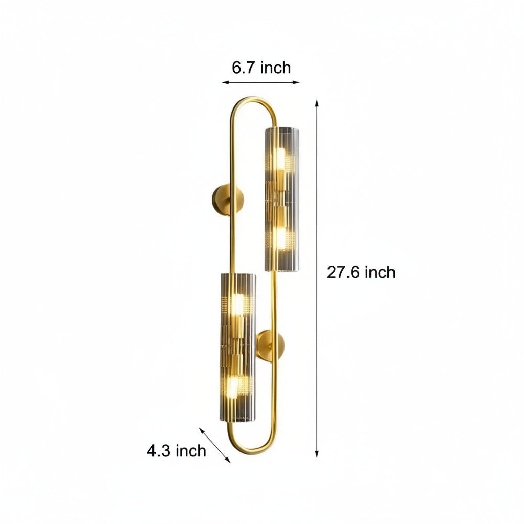 Freyza - Brass Wall Sconce – Modern 4-Light Oval Clear Glass Gold Vanity (G9 E12 & 60x30cm)