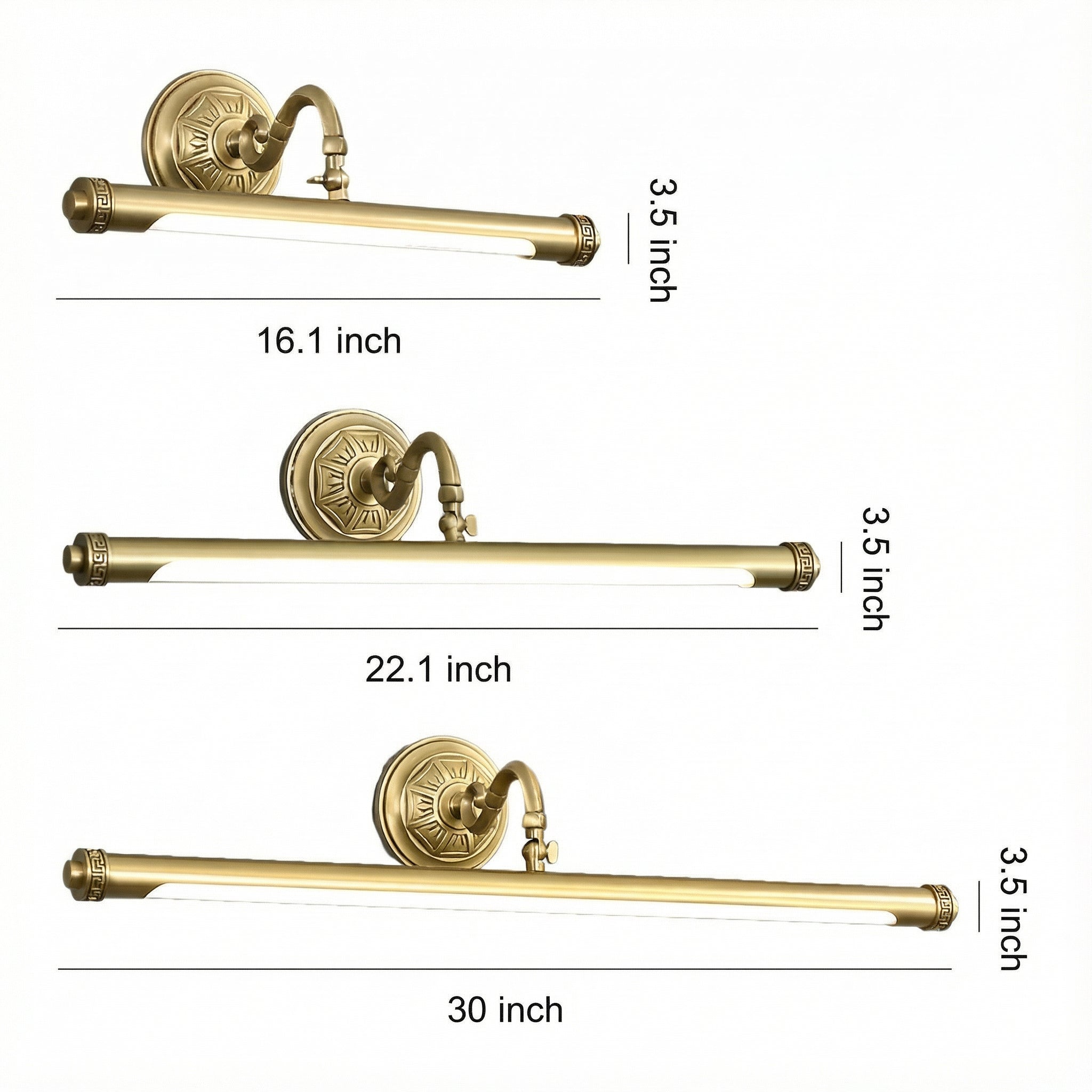 Freyza - LED Bathroom Mirror Light Modern Waterproof Brass Vanity Sconce 41-71cm 7-12W