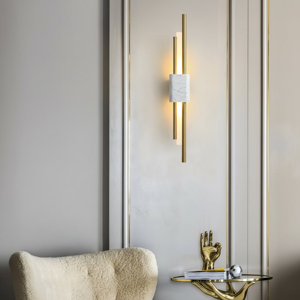 Freyza - Marmor-LED-Wandleuchte vertikaler Streifen Gold-Finish 50-60cm / 20-24in postmoderne Flurleuchte