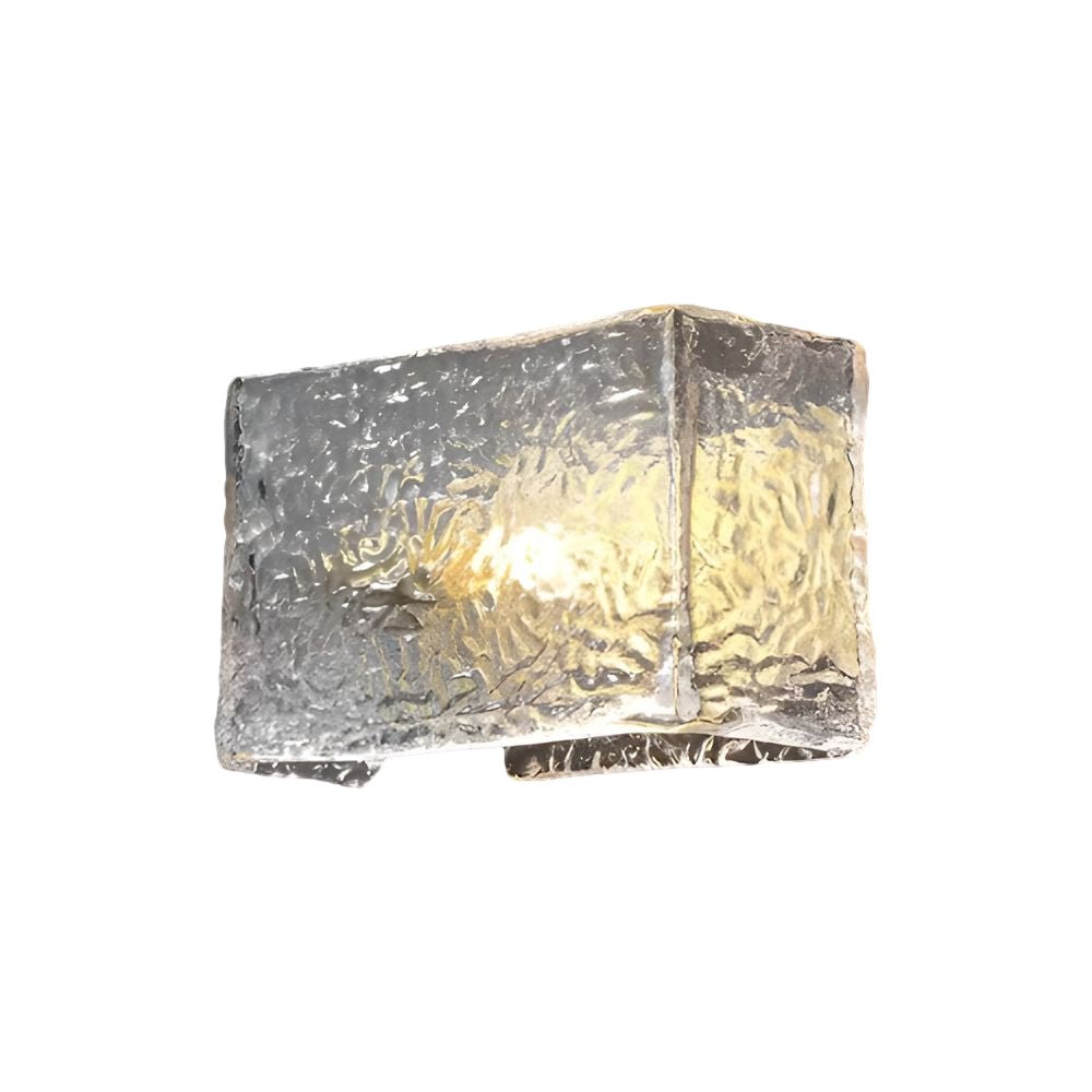 Freyza - LED Wall Sconce Light – Modern Rectangular Brass Ripple Glass (20x15cm / 7.9x5.9in)