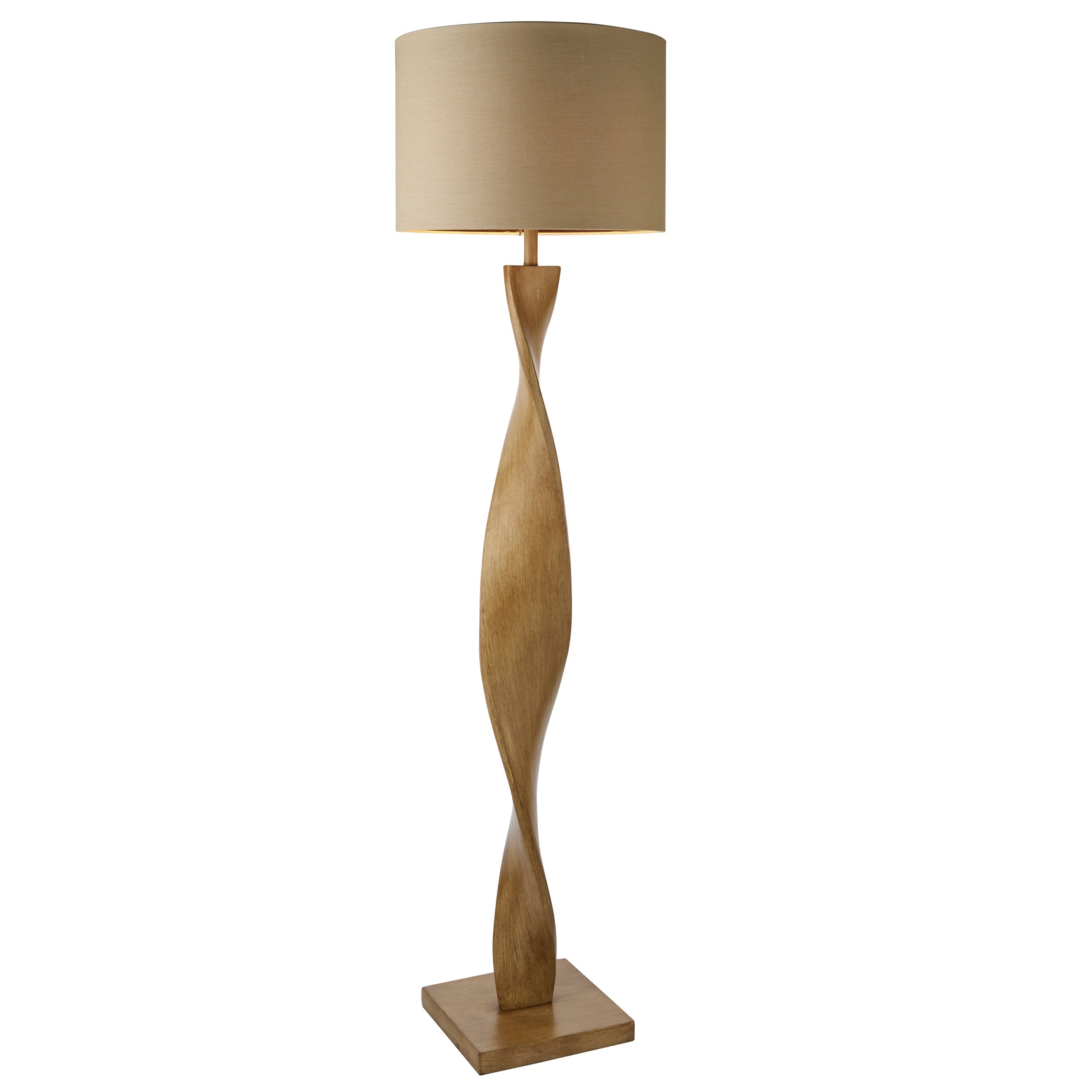 Freyza - Endon Abia Wood Floor Lamp with Linen Shade