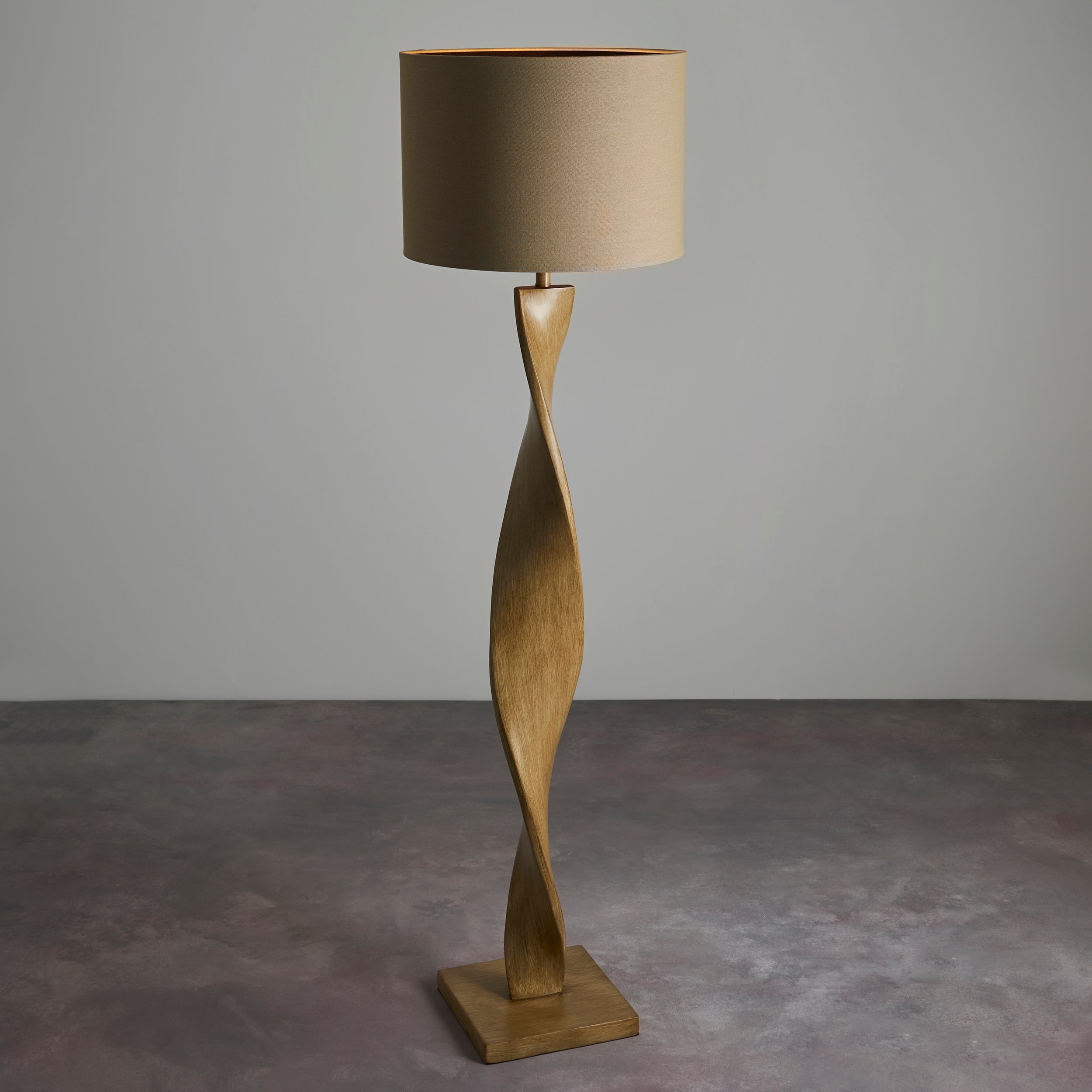 Freyza - Endon Abia Wood Floor Lamp with Linen Shade