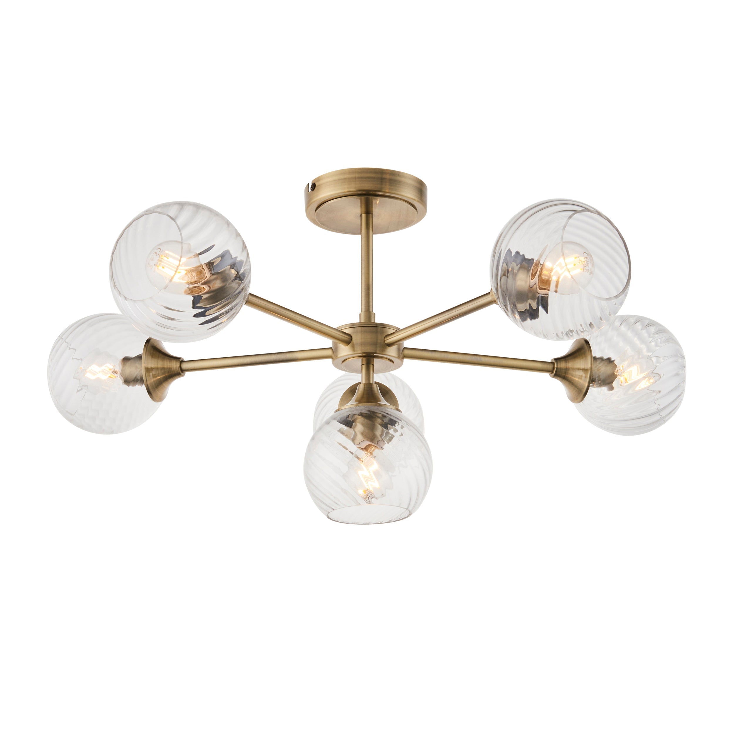 Freyza - Endon Allegra 6lt plafonnier semi-affleurant en laiton antique