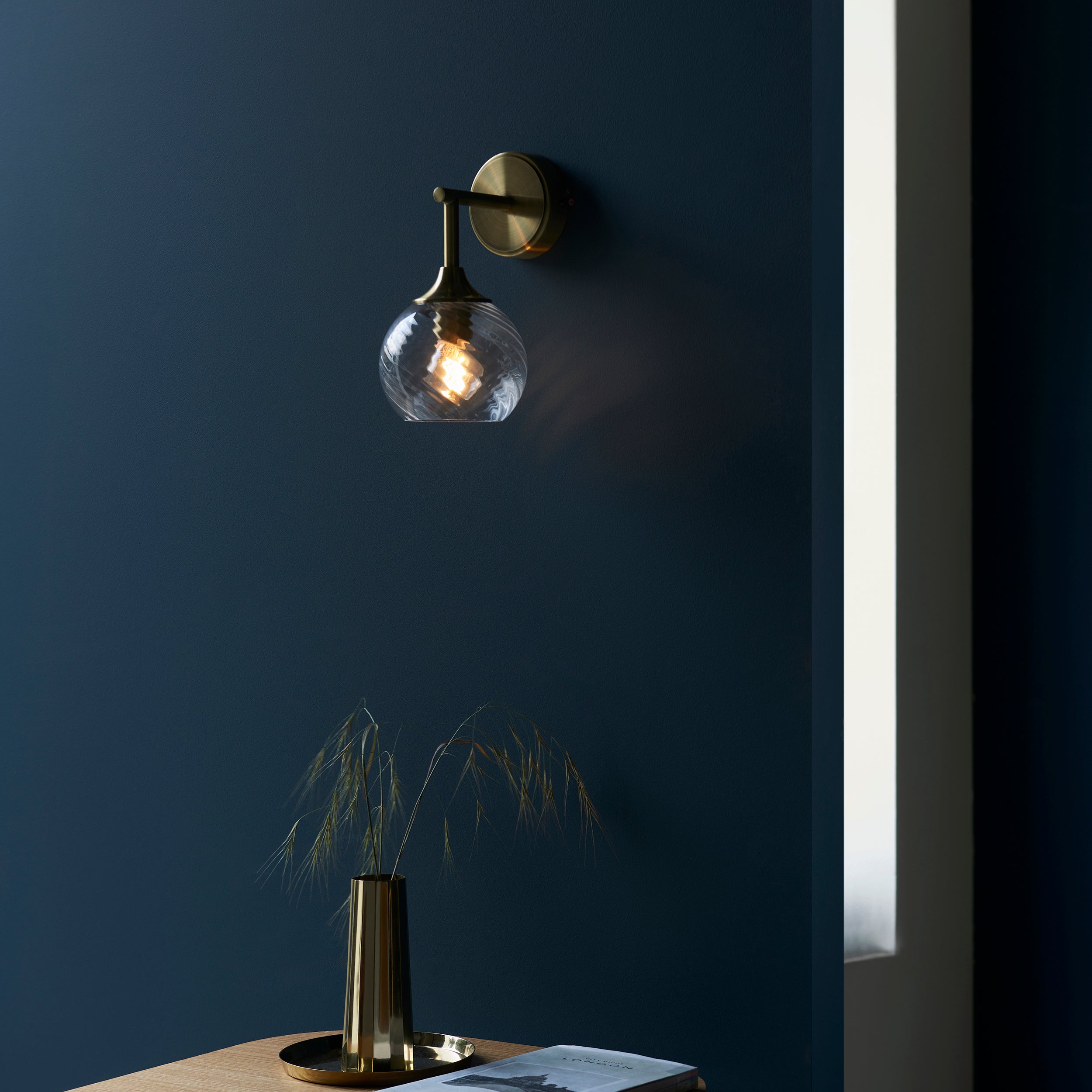 Freyza - Endon Allegra Wall Light Antique Brass