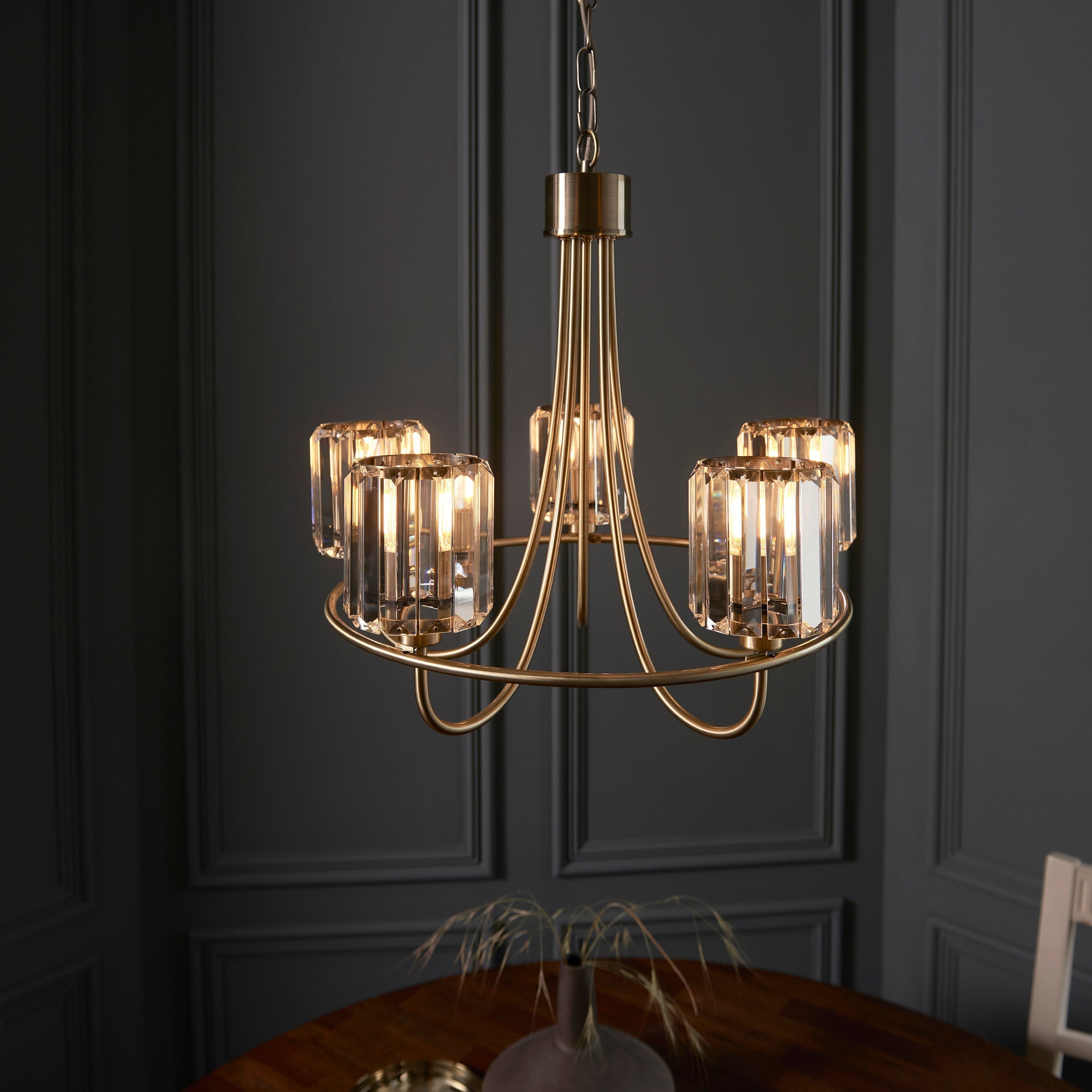 Freyza - Endon Berenice 5lt lustre en laiton antique