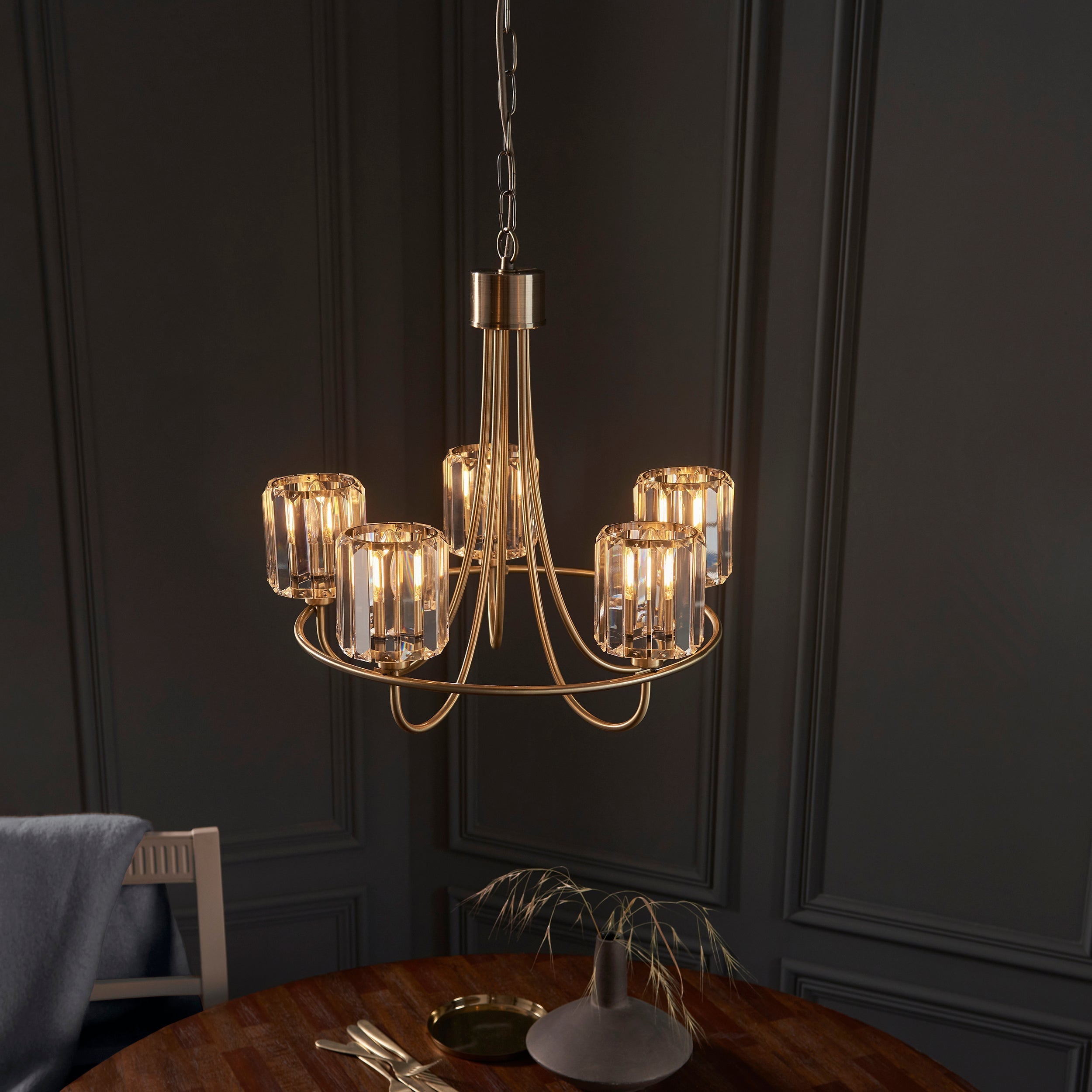 Freyza - Endon Berenice 5lt lustre en laiton antique