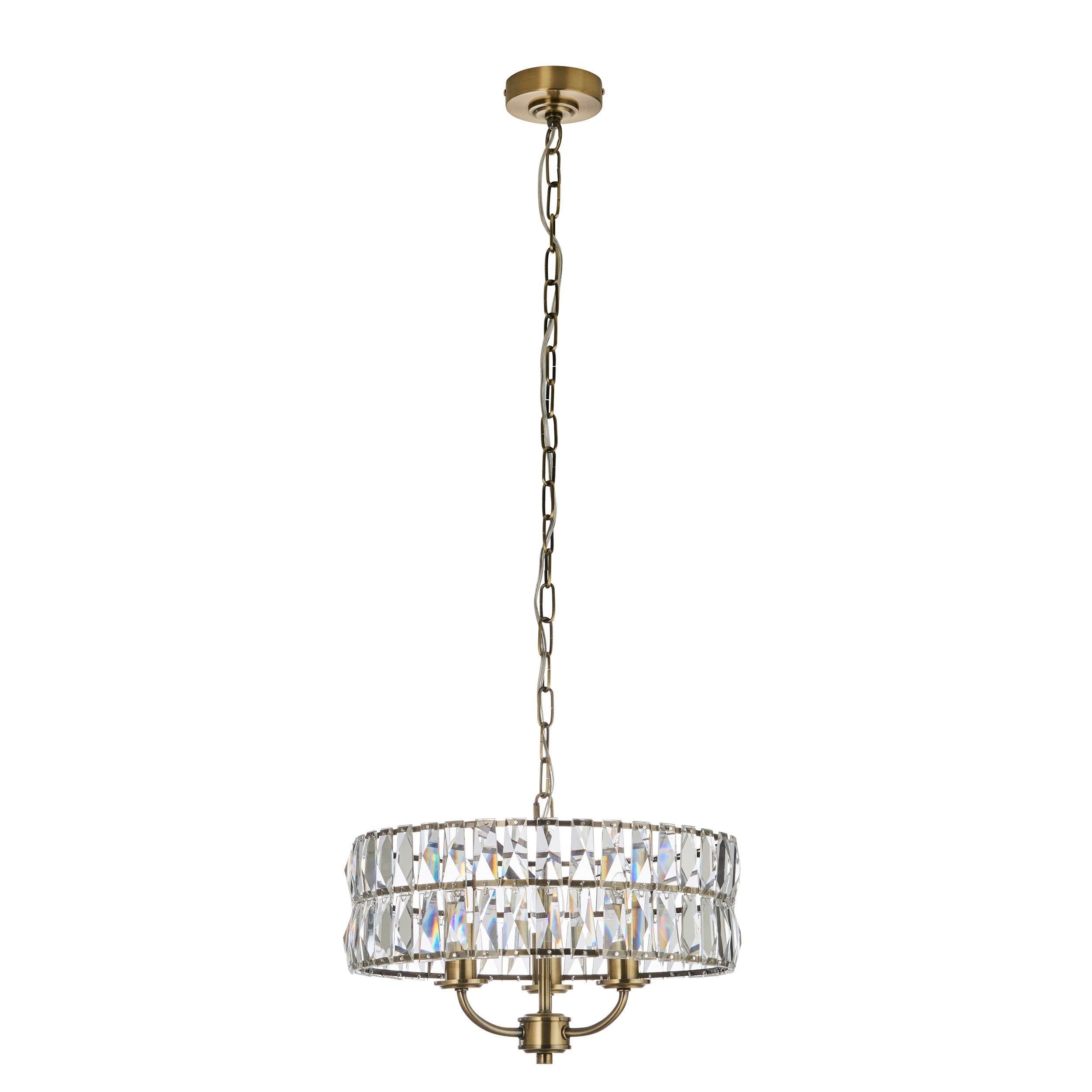 Freyza – Lustre Endon Clifton à 3 lumières, laiton antique