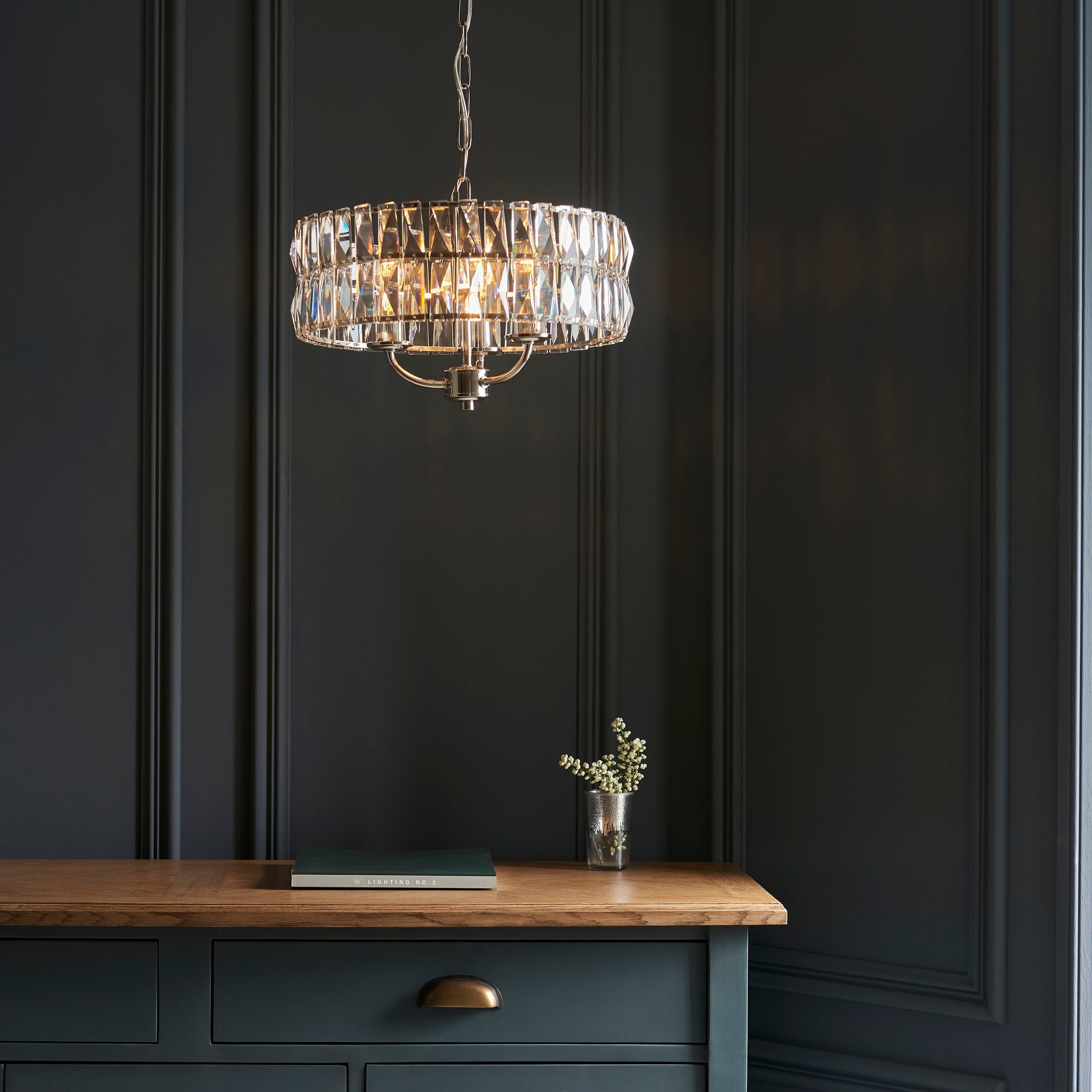Lustre à 3 lumières Freyza – Endon Clifton, nickel brillant