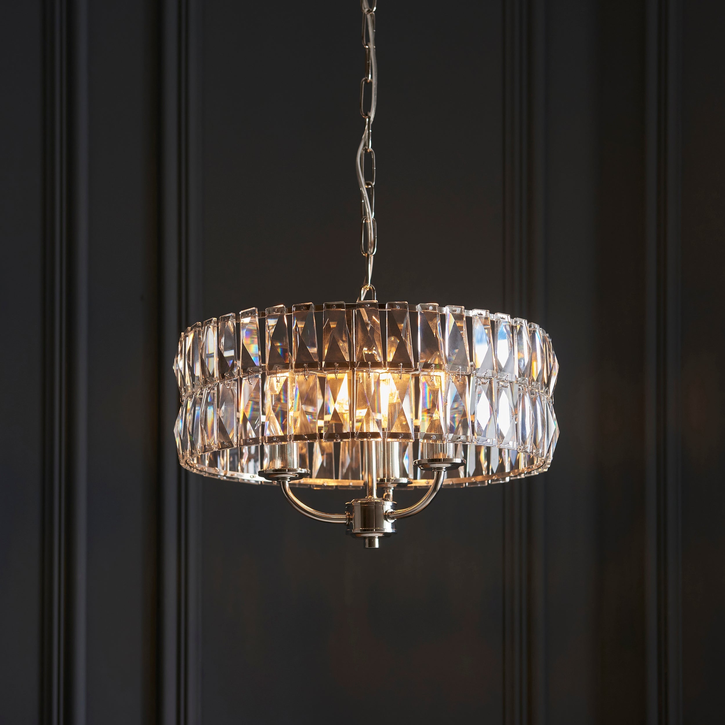 Lustre à 3 lumières Freyza – Endon Clifton, nickel brillant