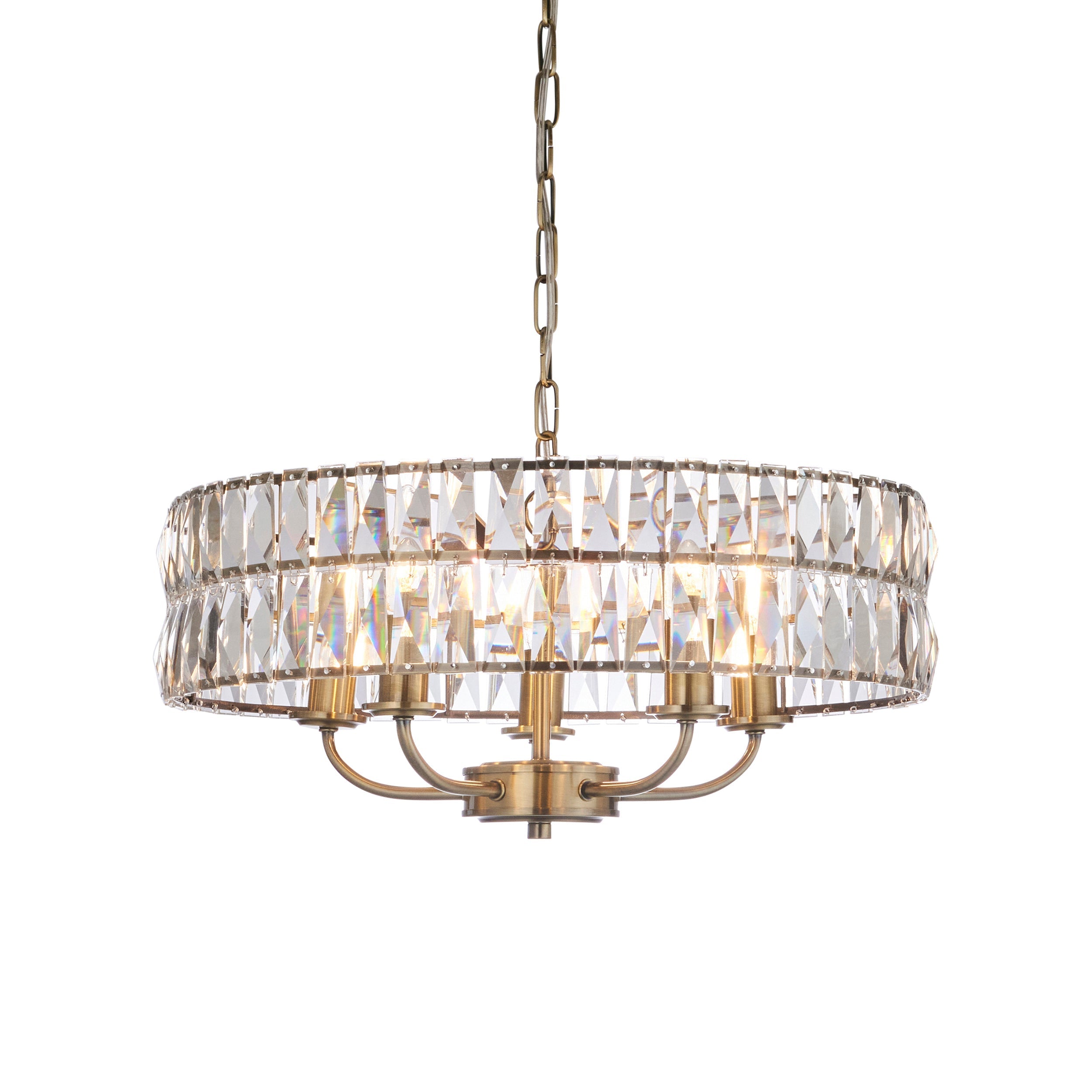Freyza - Lustre Endon Clifton 5 lumières en laiton antique