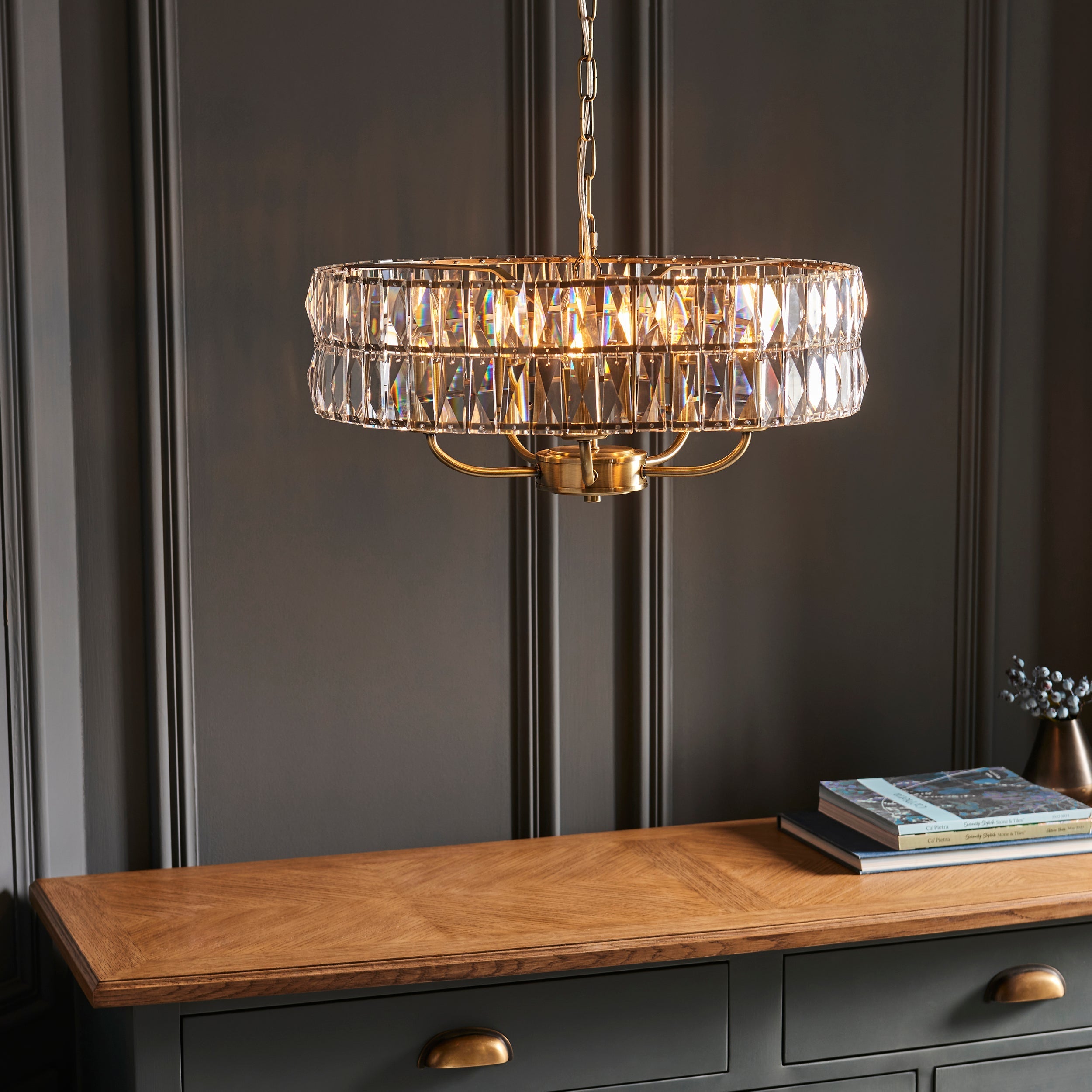 Freyza - Lustre Endon Clifton 5 lumières en laiton antique