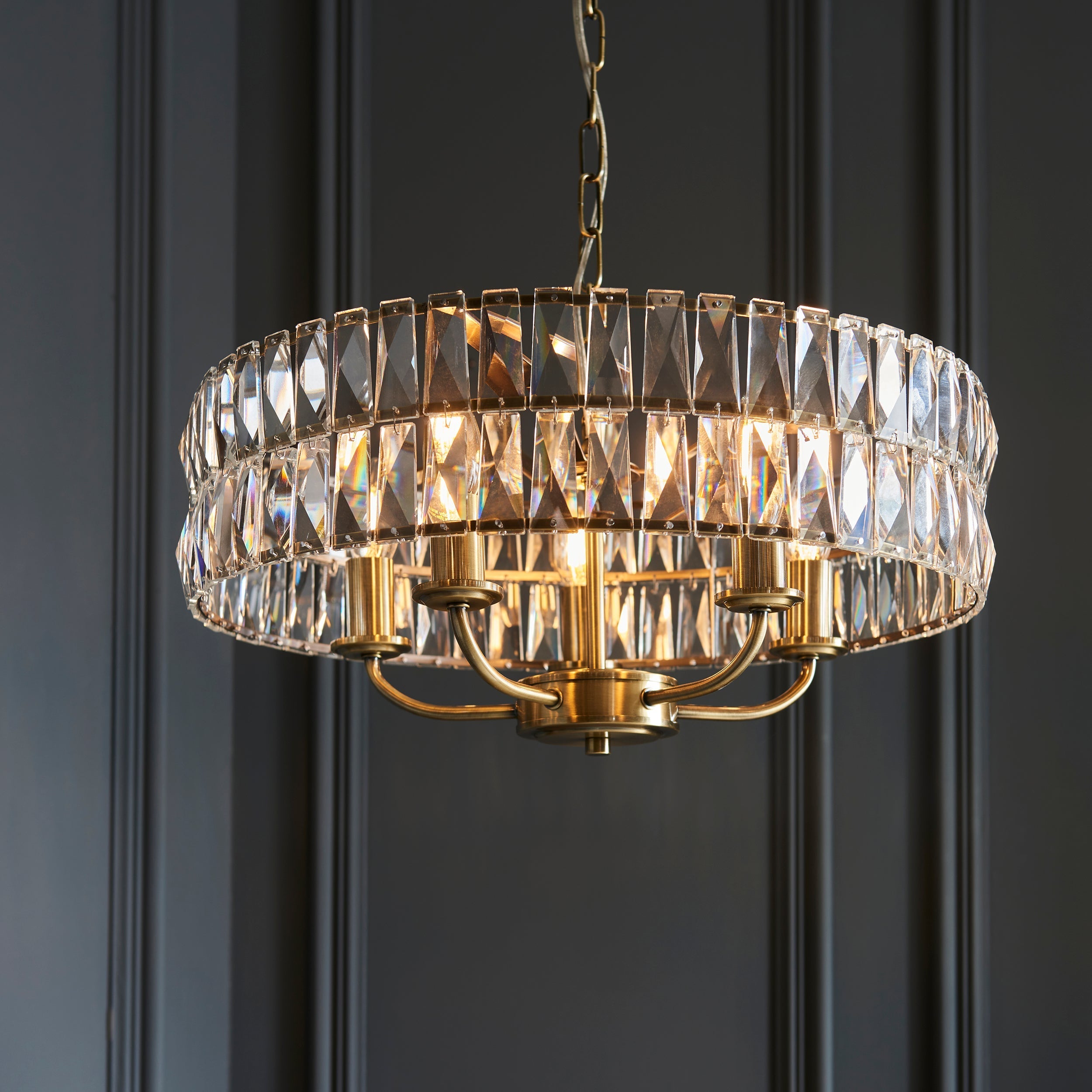 Freyza - Lustre Endon Clifton 5 lumières en laiton antique