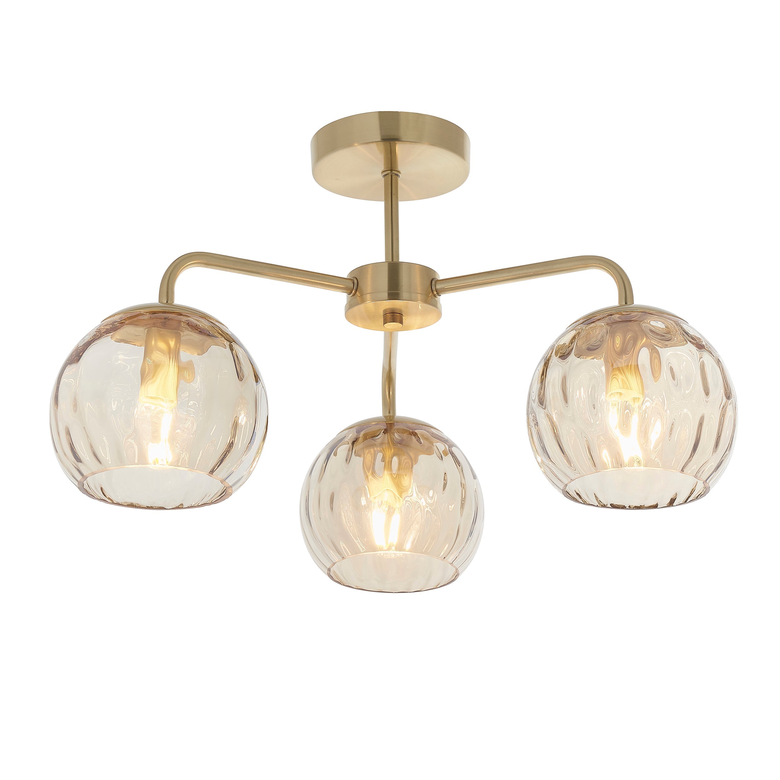 ChampagneGlow | Elegant Modern Satin Brass Semi Flush Light Fixture 2