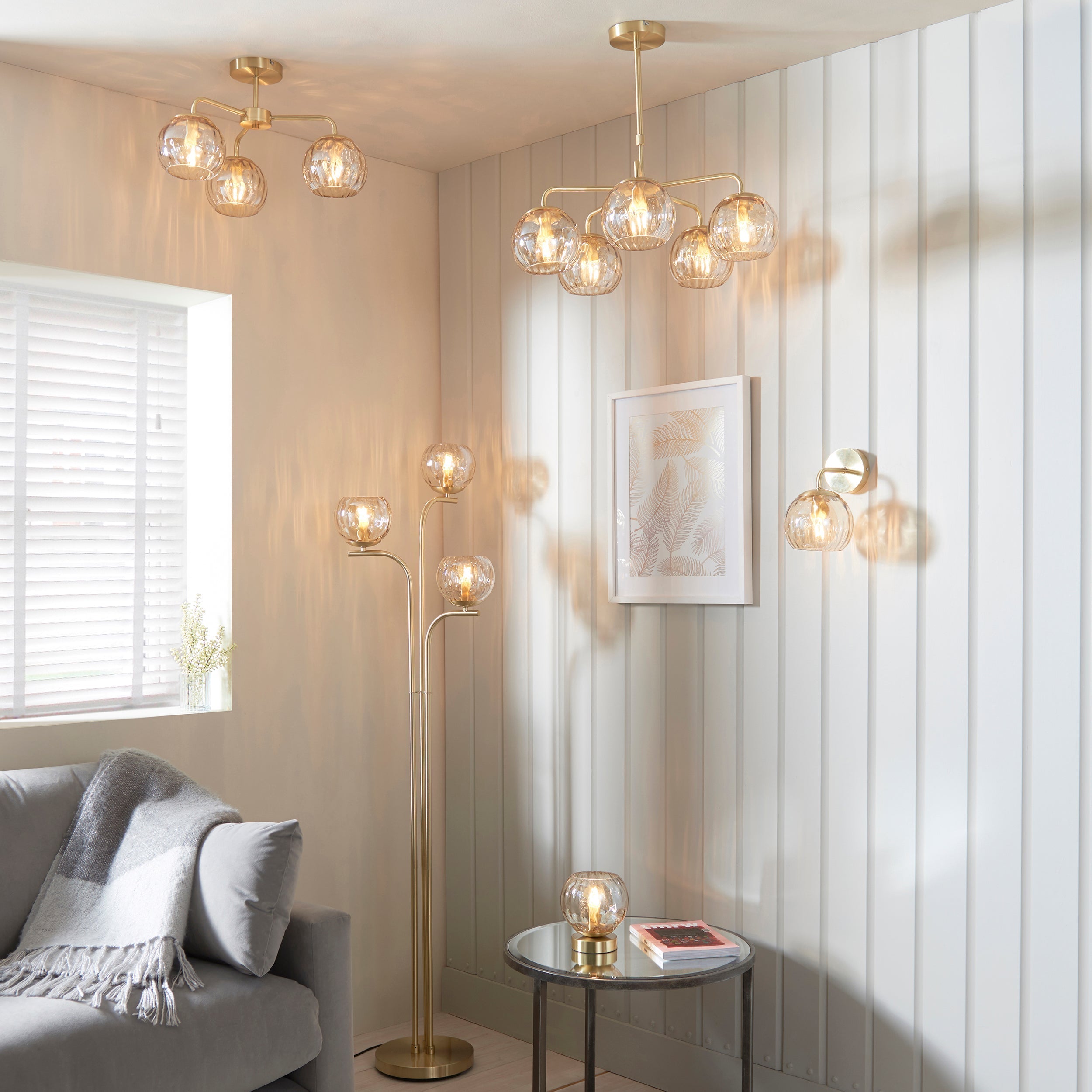ChampagneGlow | Elegant Modern Satin Brass Semi Flush Light Fixture 3