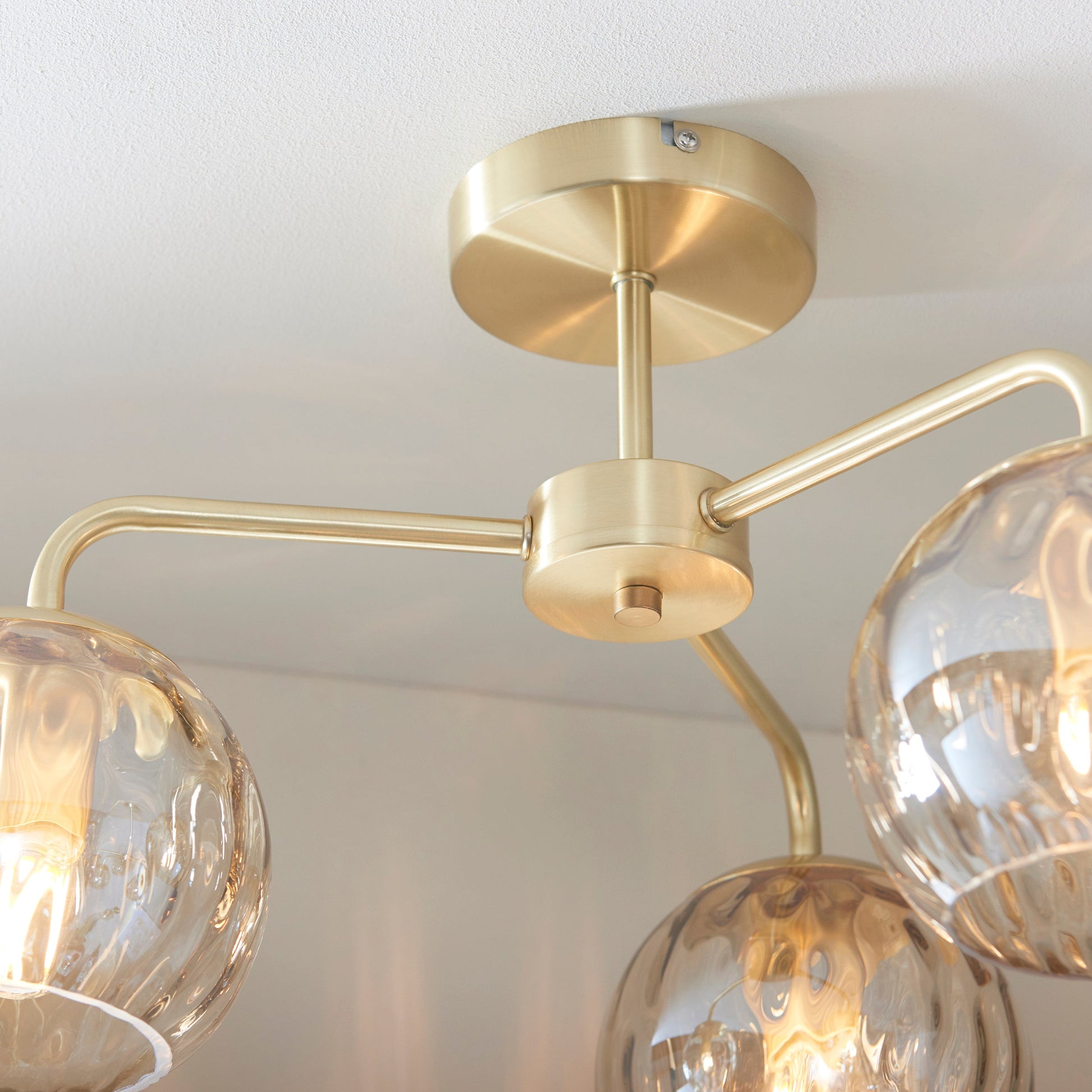 ChampagneGlow | Elegant Modern Satin Brass Semi Flush Light Fixture 5