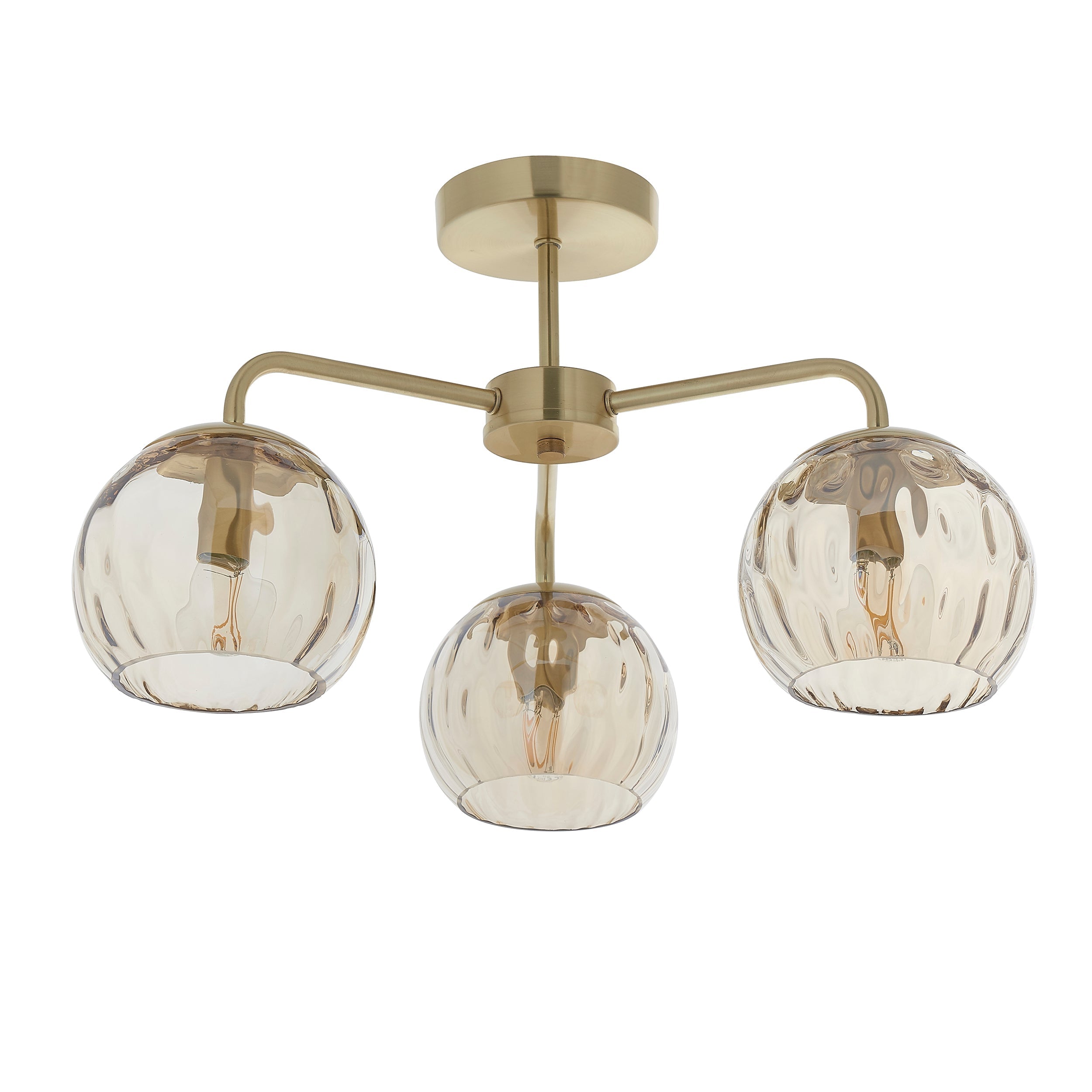ChampagneGlow | Elegant Modern Satin Brass Semi Flush Light Fixture 6