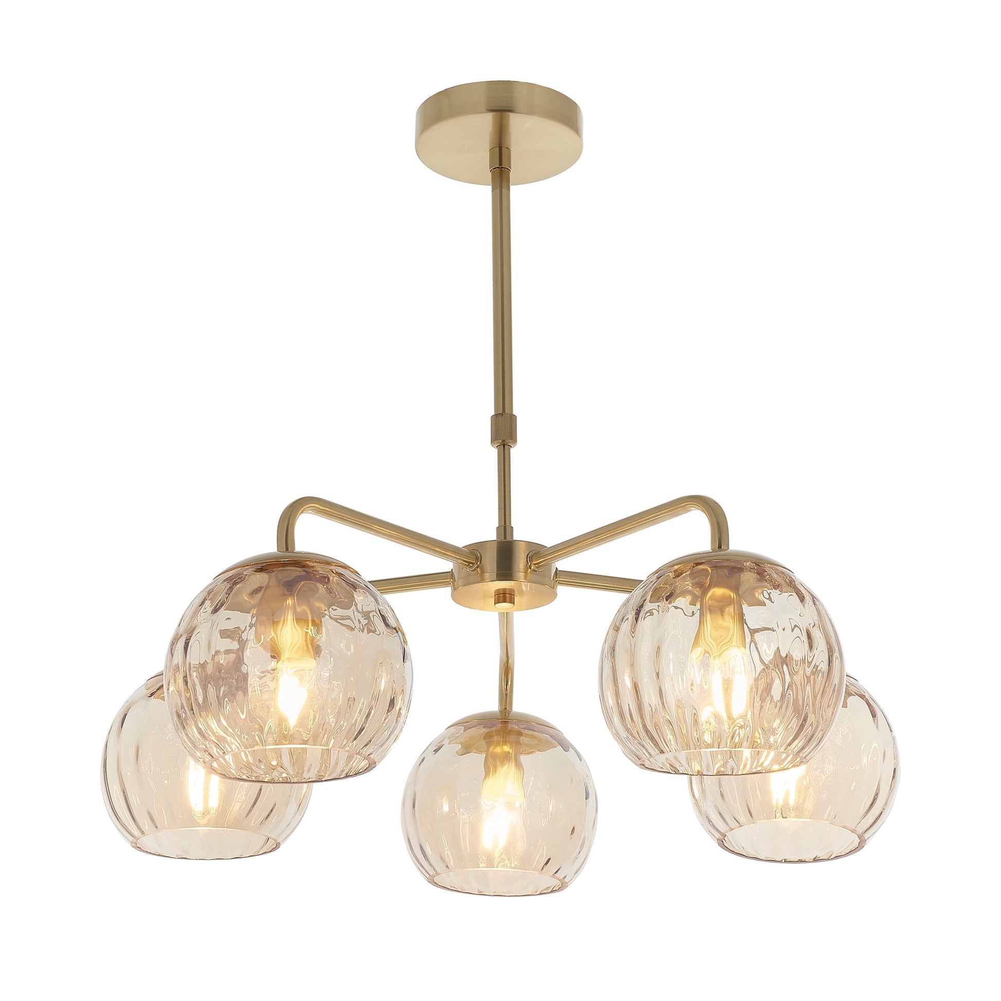 LustreGlow | Elegant Modern Satin Brass 5-Light Pendant Chandelier 2