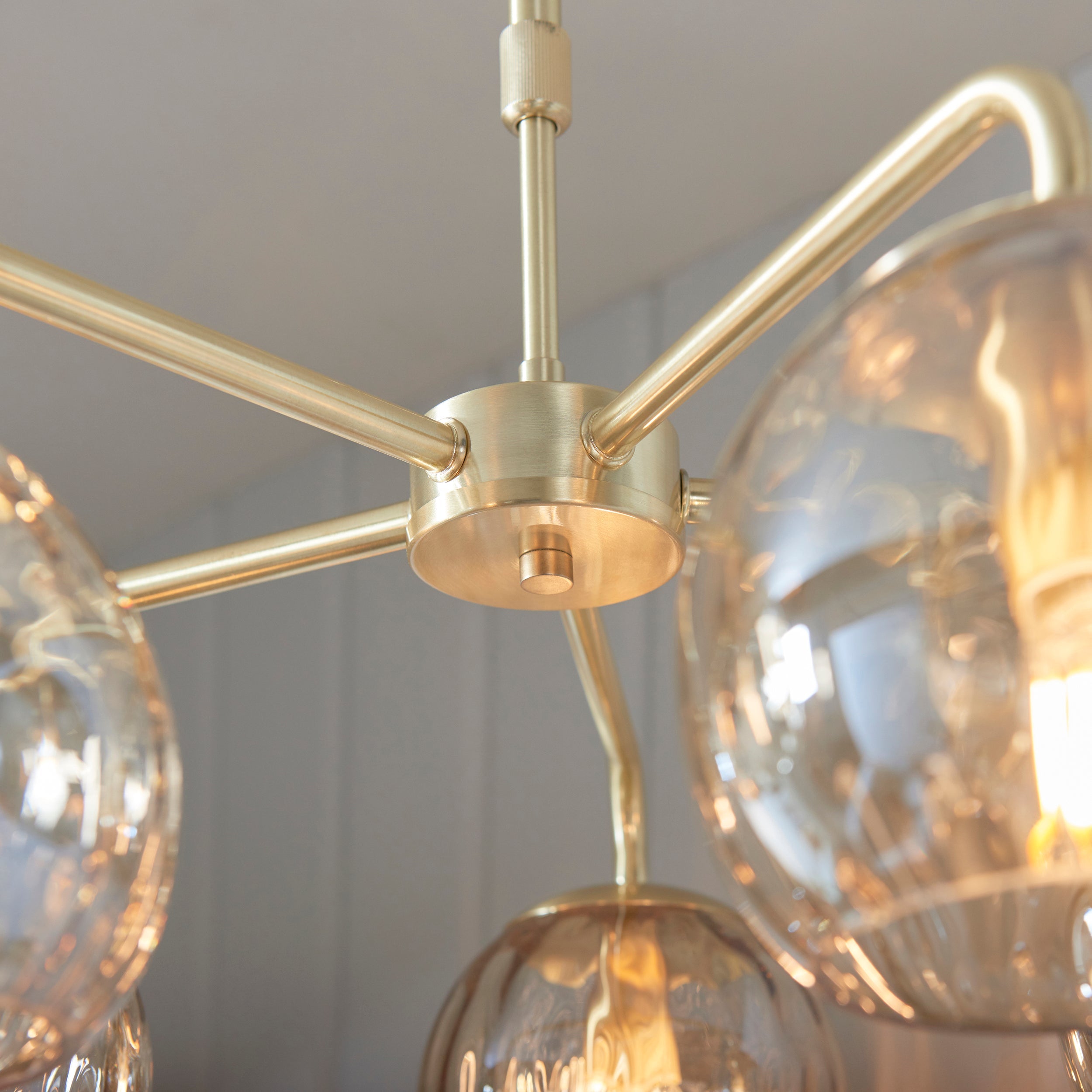 LustreGlow | Elegant Modern Satin Brass 5-Light Pendant Chandelier 6
