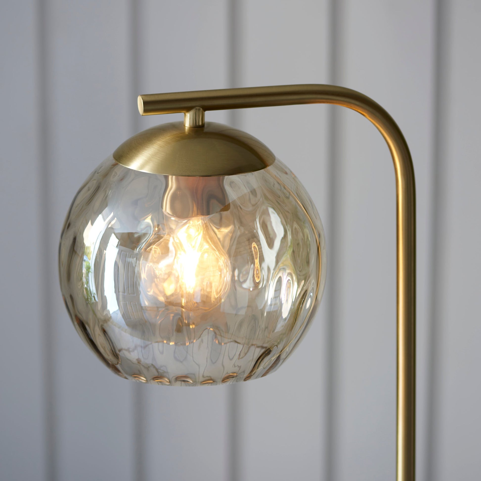LustreGlow | Elegant Satin Brass Modern Floor Lamp Design 5