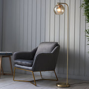LustreGlow | Elegant Satin Brass Modern Floor Lamp Design 1