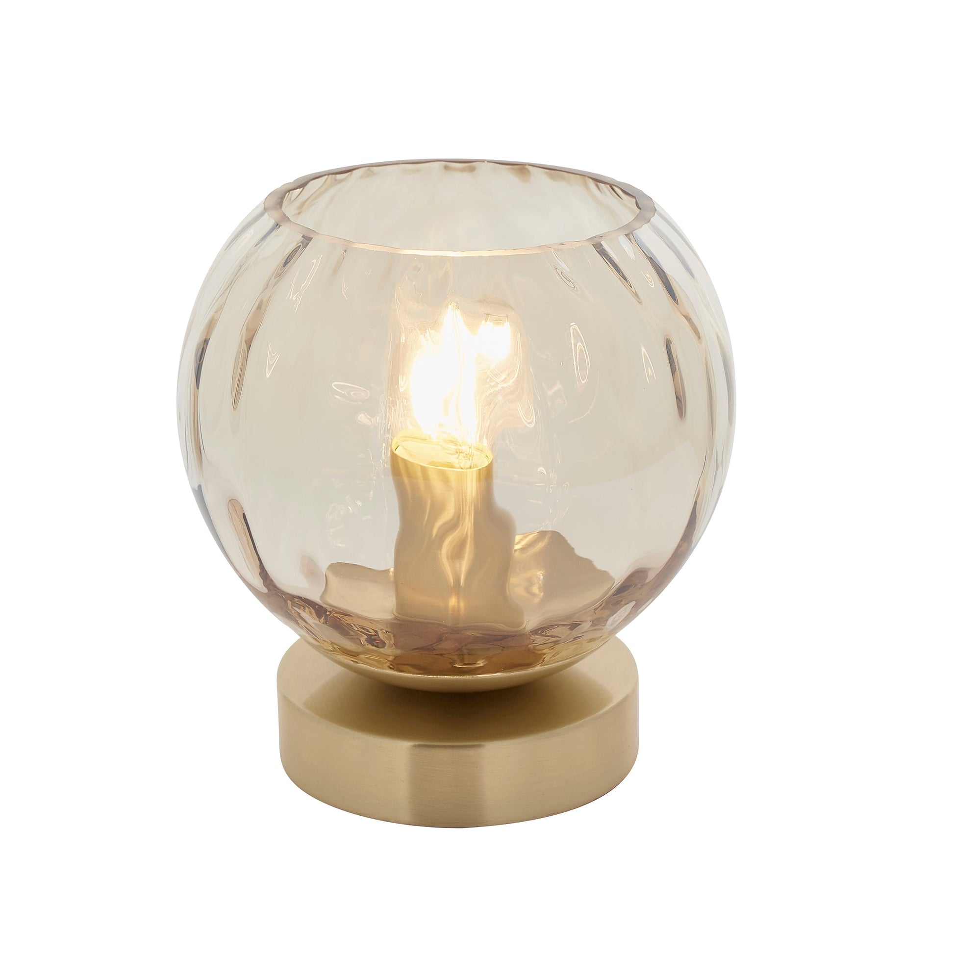 LustraGlow | Elegant Modern Satin Brass Table Lamp with Glass Shade 2