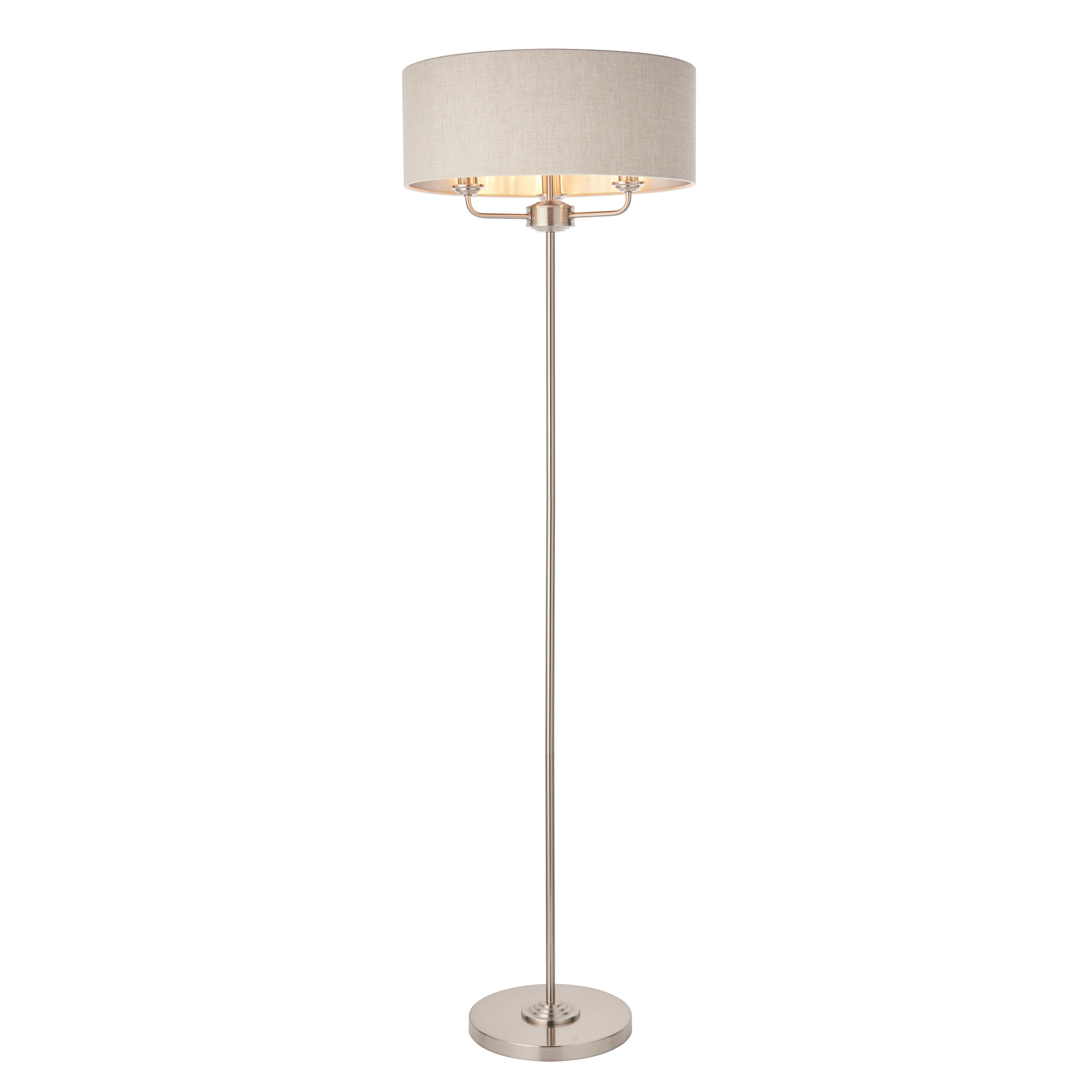 Freyza - Endon Highclere Floor Lamp Brushed Chrome & Natural