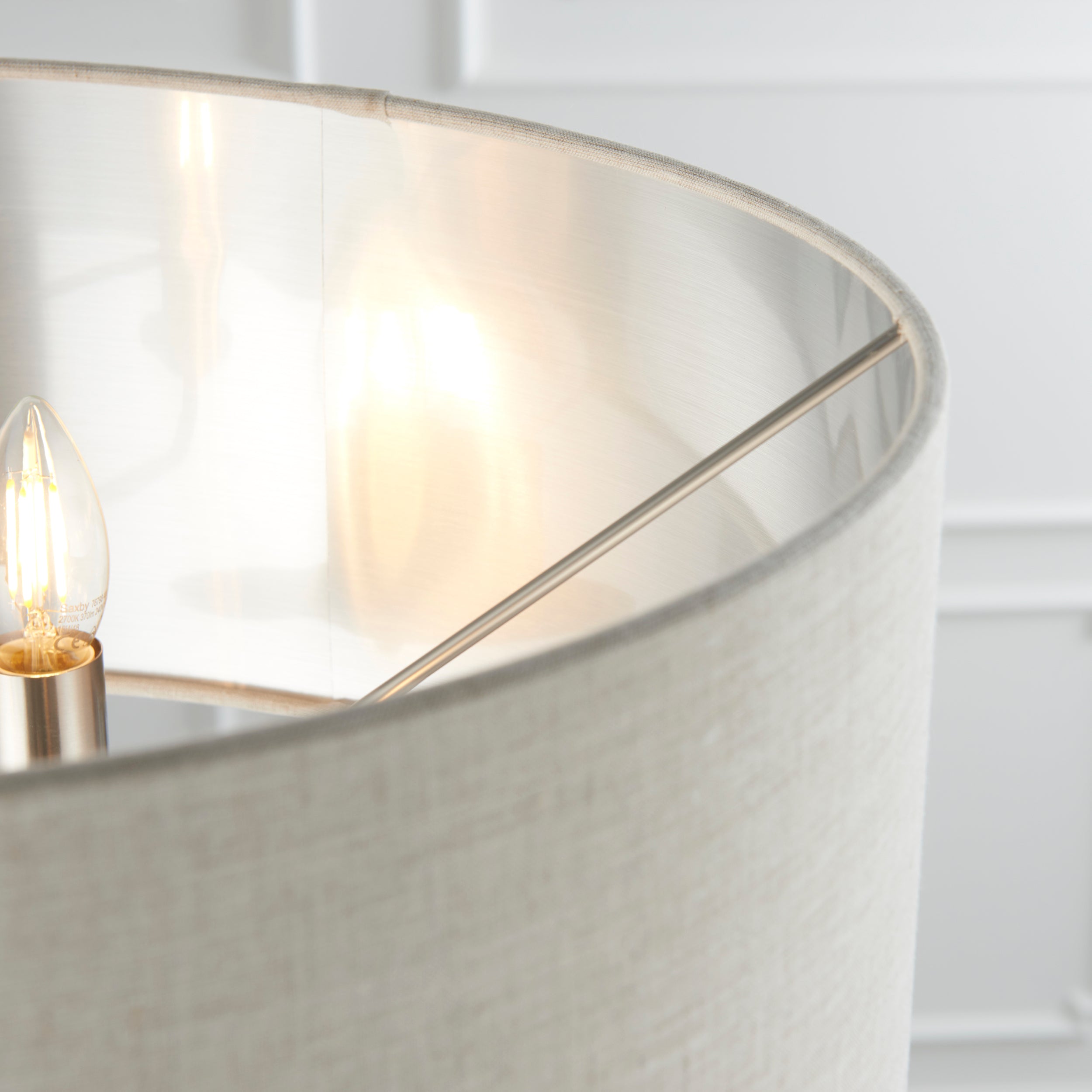 Freyza - Endon Highclere Floor Lamp Brushed Chrome & Natural