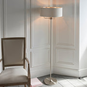 Freyza - Endon Highclere Floor Lamp Brushed Chrome & Natural