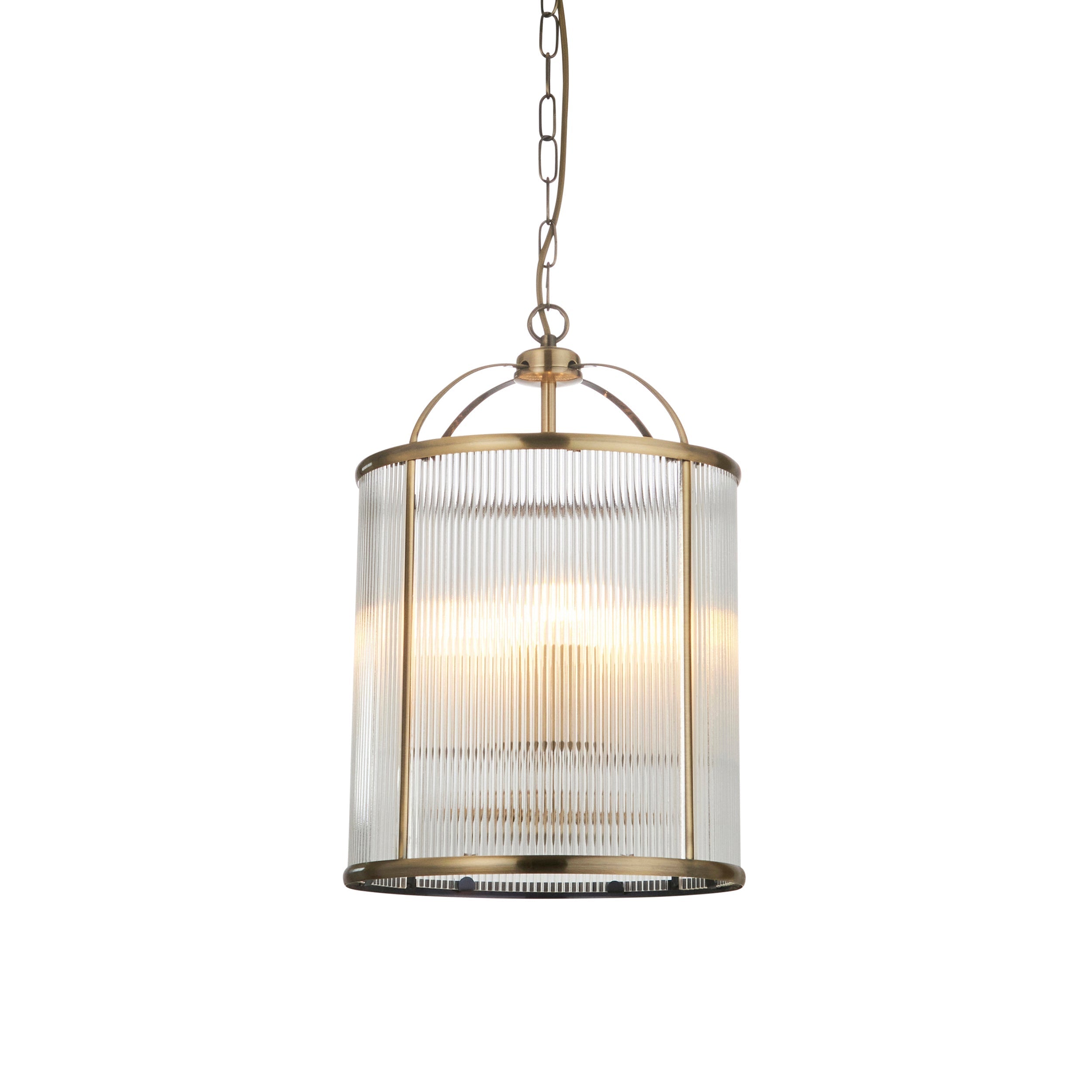 Freyza - Endon Lambeth Ribbed 4lt Lantern Antique Brass