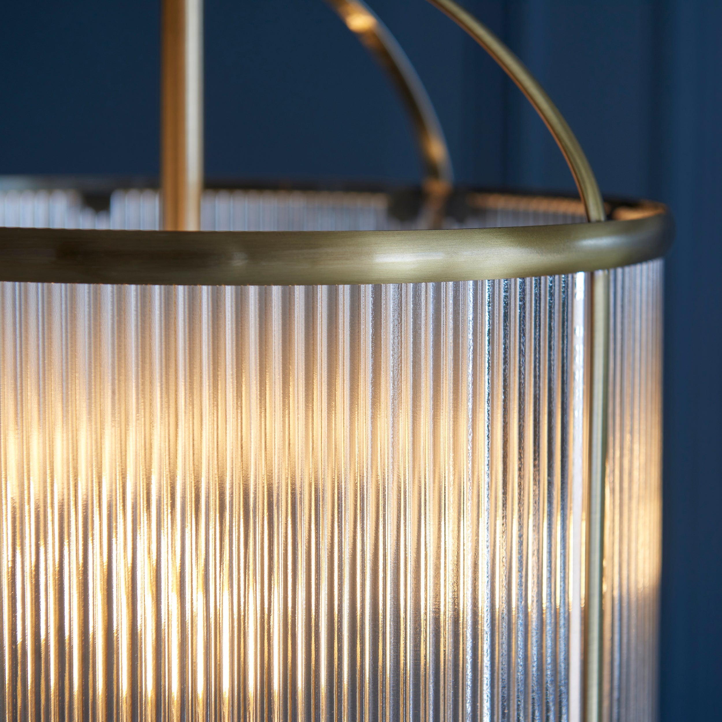 Freyza - Endon Lambeth Ribbed 4lt Lantern Antique Brass