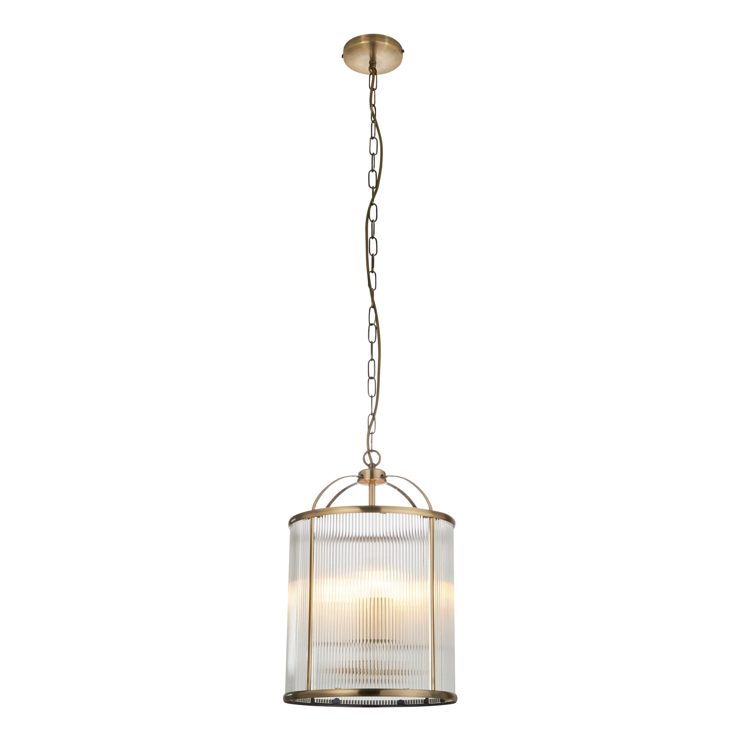 Freyza - Endon Lambeth Ribbed 4lt Lantern Antique Brass