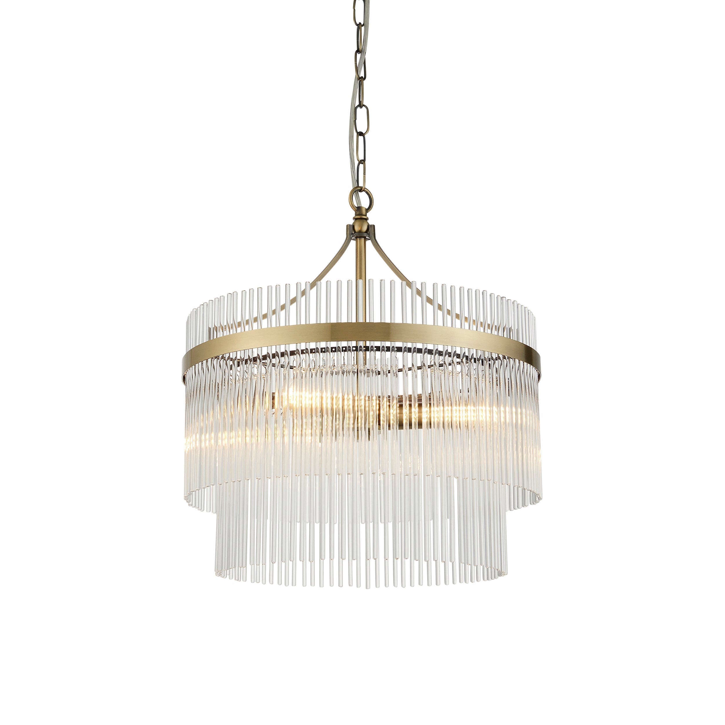 Freyza - Endon Marietta 3lt Chandelier Antique Brass & Glass
