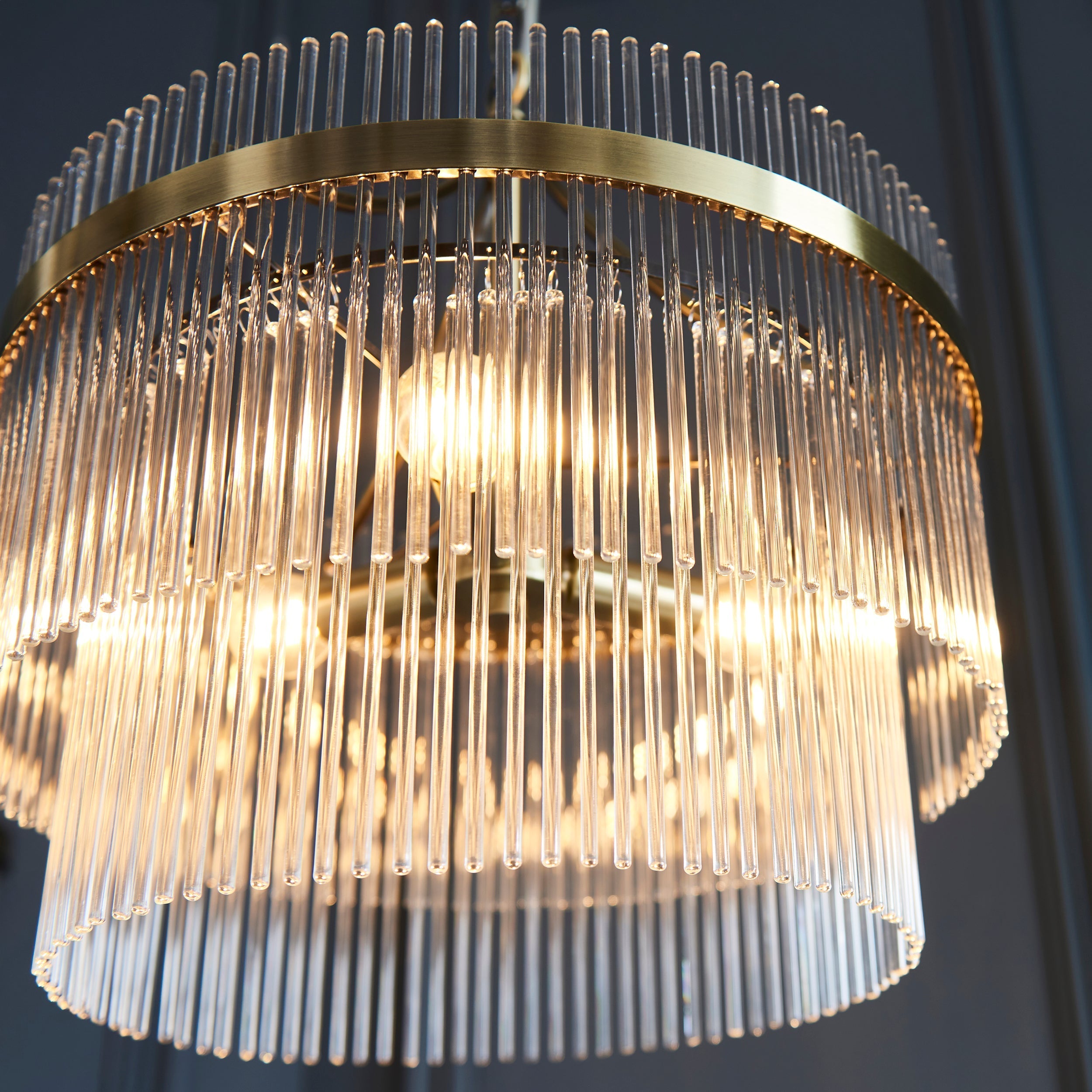Freyza - Endon Marietta 3lt Chandelier Antique Brass & Glass
