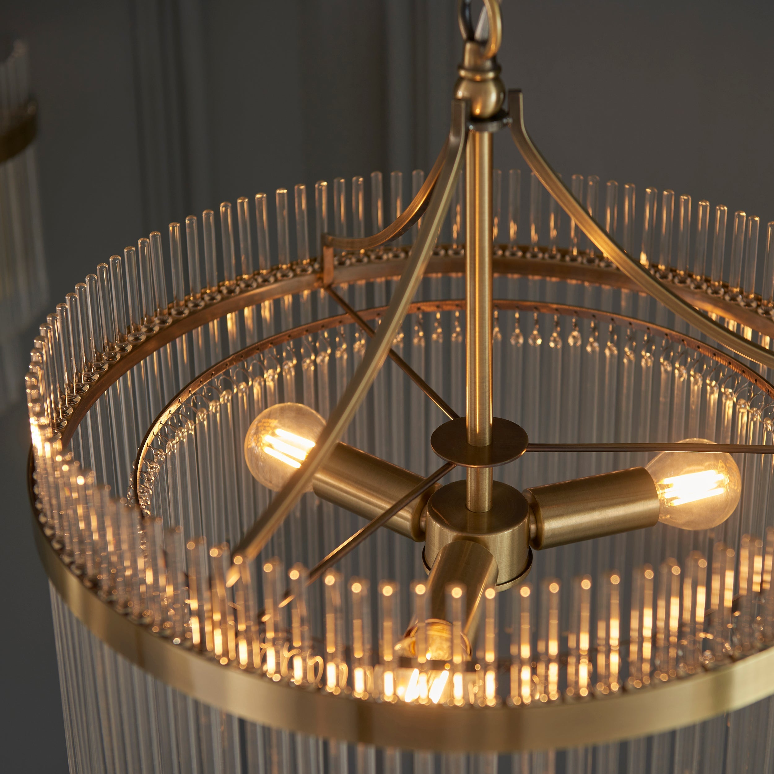 Freyza - Endon Marietta 3lt Chandelier Antique Brass & Glass